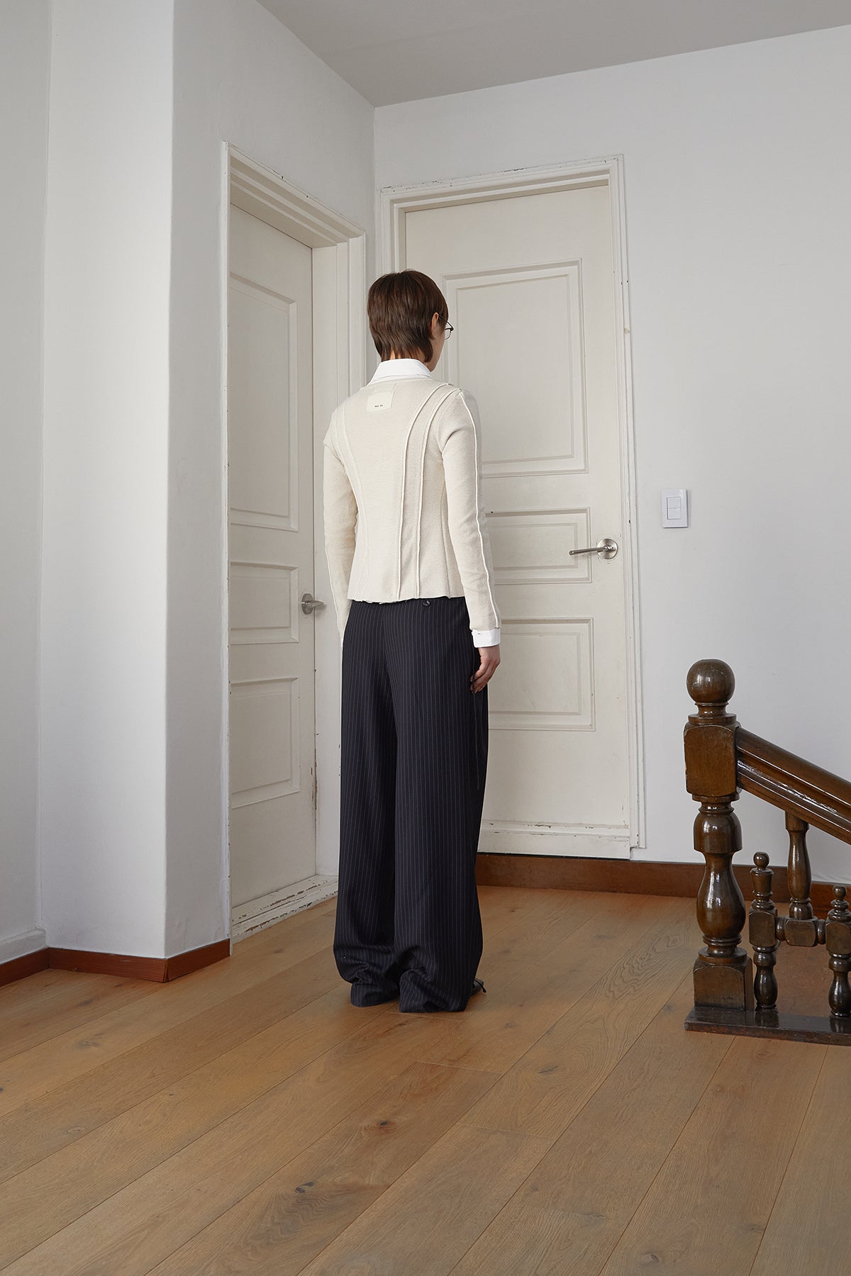 Matin Kim - Cut Line Slim Cardigan (Beige) product image 8 | TRAB K-Fashion Australia