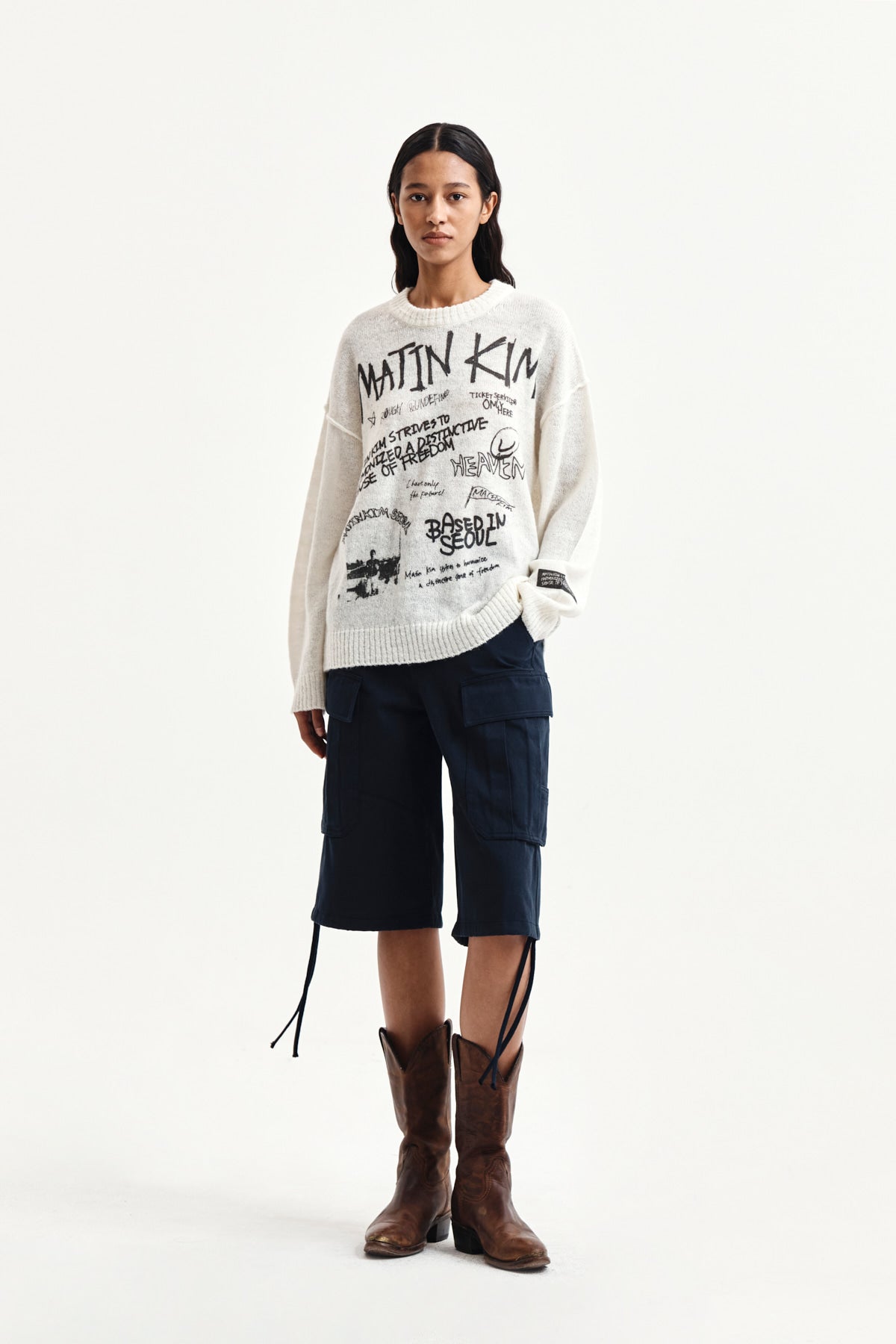 Matin Kim - Utility Cargo Bermuda Pants (Navy) product image 9 | TRAB K-Fashion Australia