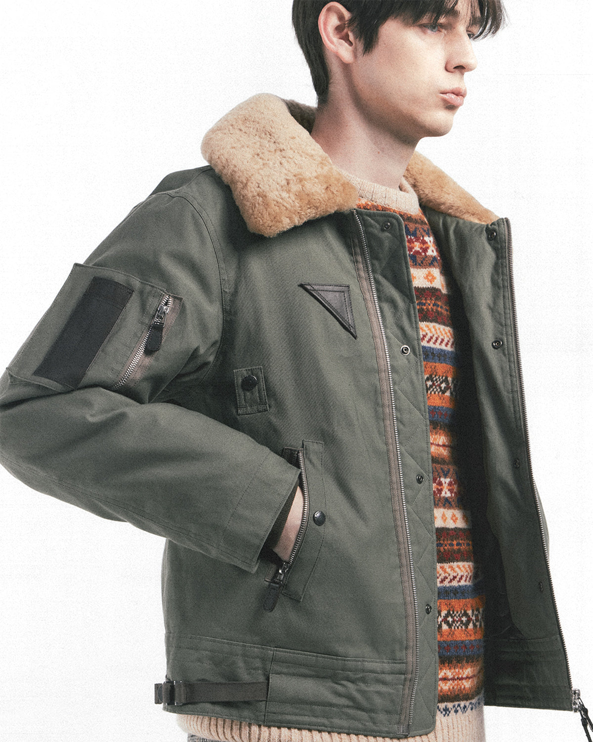 Eastlogue - Shearling Royal Flight Jumper (Olive) product image 2 | TRAB K-Fashion Australia
