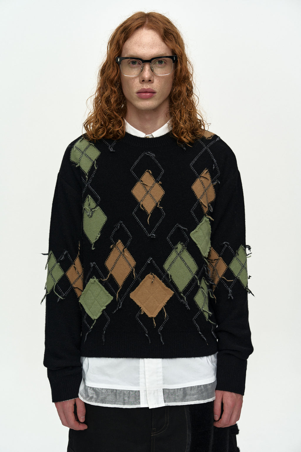Andersson Bell - Tom Argyle Crew-Neck Sweater (Black) product image 4 | TRAB K-Fashion Australia