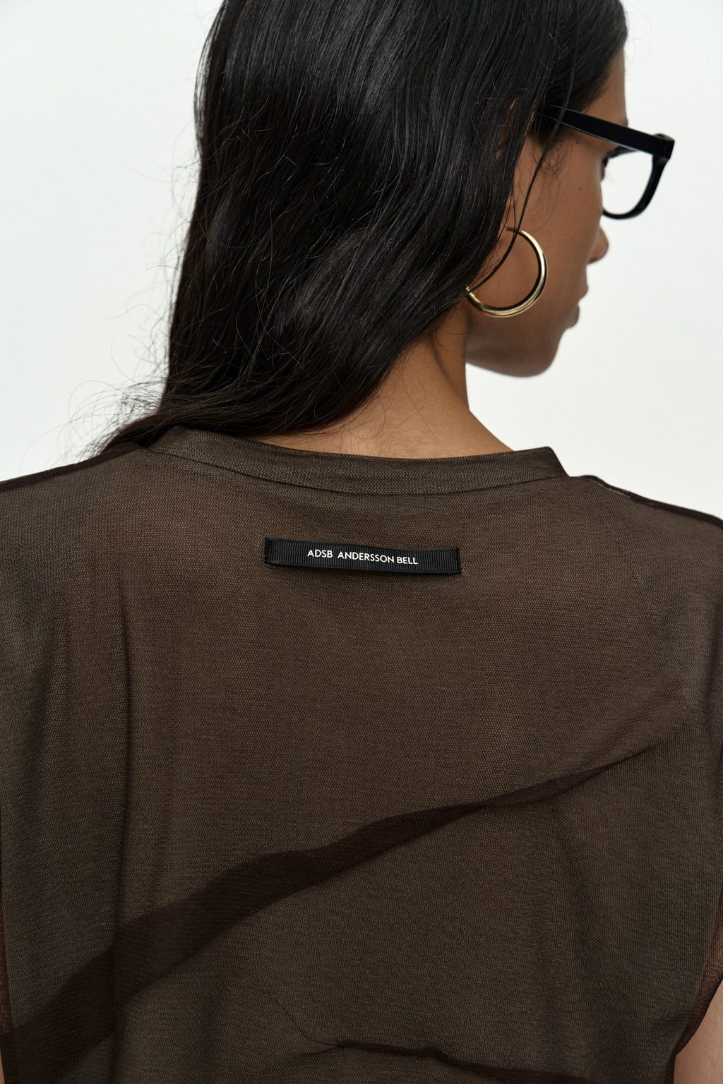 Andersson Bell - Layered Mesh Tuck & Dart Top (Brown) product image 6 | TRAB K-Fashion Australia