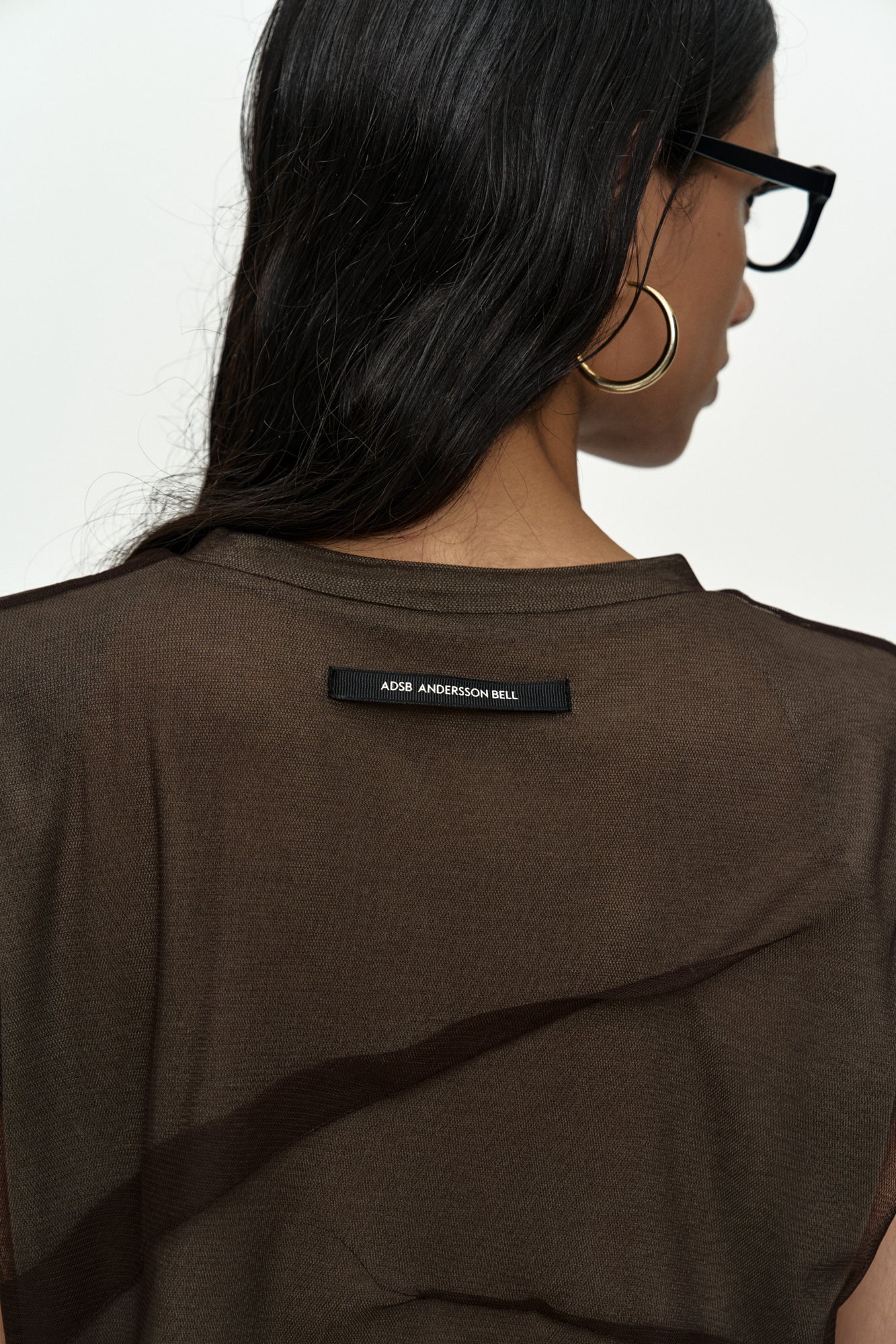 Andersson Bell - Layered Mesh Tuck & Dart Top (Brown) product image 6 | TRAB K-Fashion Australia
