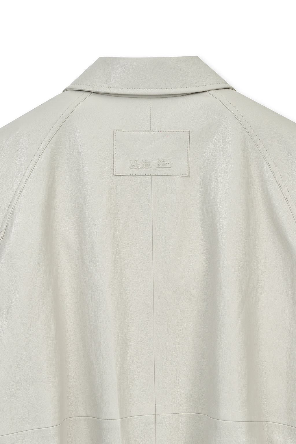 Matin Kim - Small Logo Faux Leather Zip Up Jumper (Light Grey) product image 5 | TRAB K-Fashion Australia