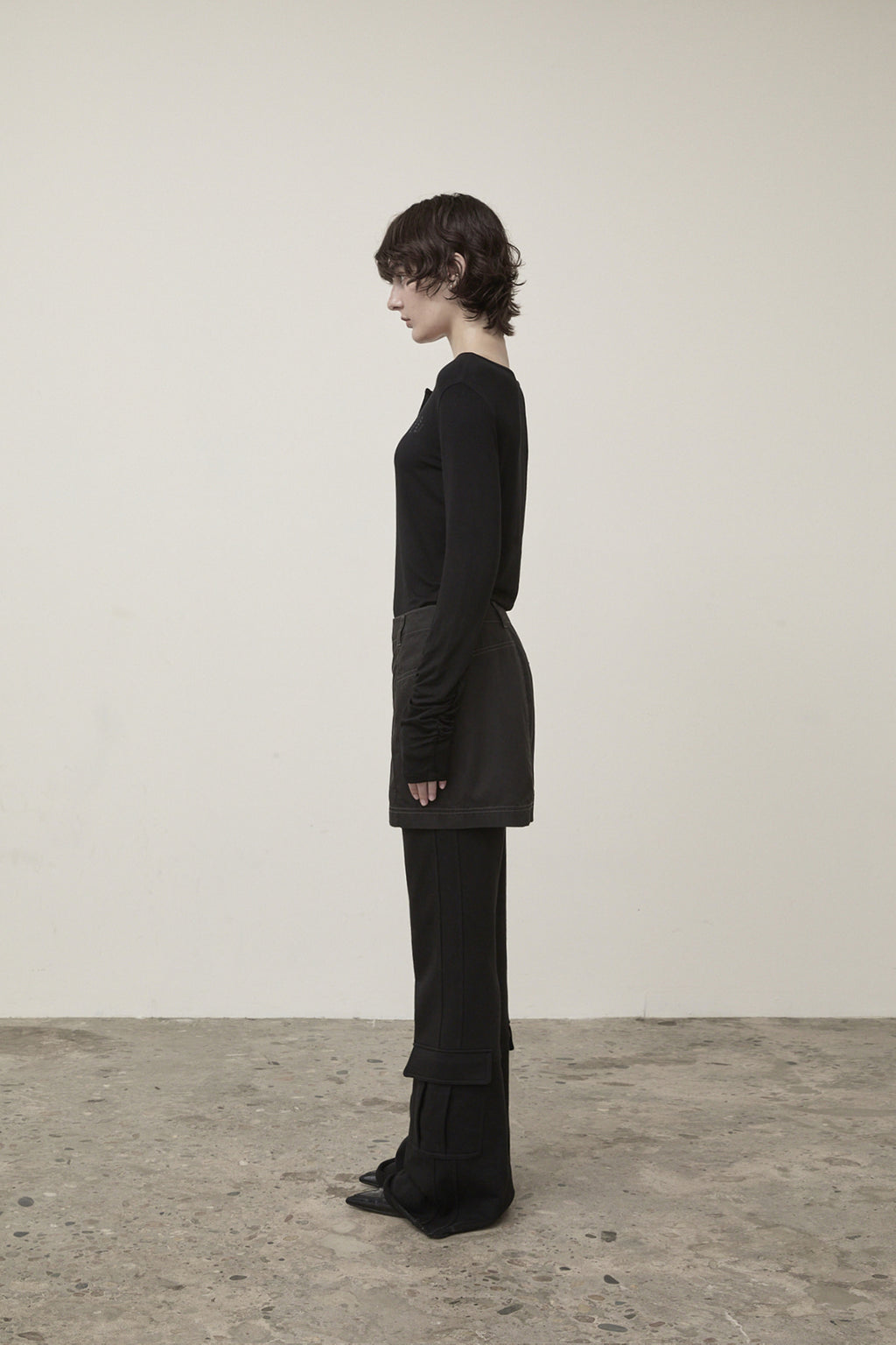 Matin Kim - Henly Neck Shirring Top (Black) product image 6 | TRAB K-Fashion Australia