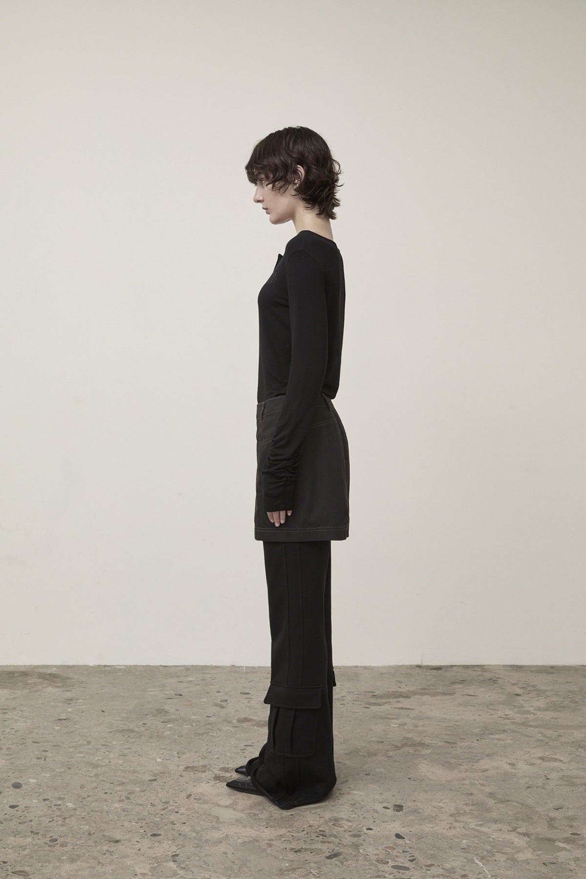 Matin Kim - Henly Neck Shirring Top (Black) product image 6 | TRAB K-Fashion Australia