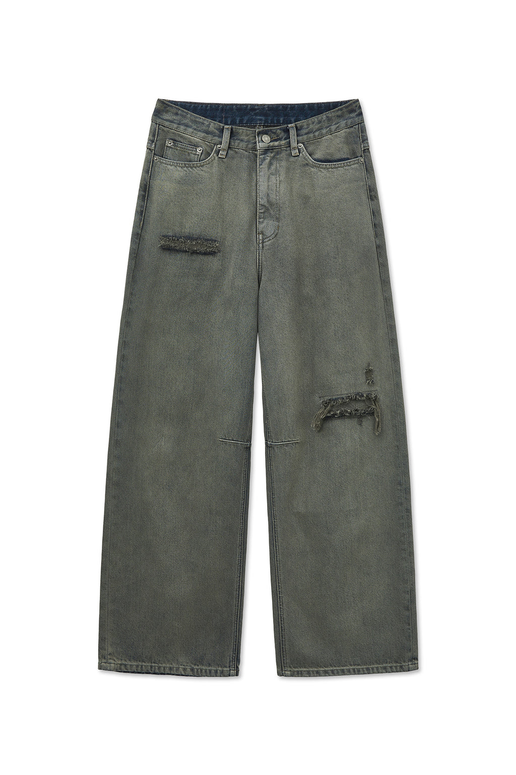 Matin Kim - Back Logo Wide Denim Pants (Smoke Blue) product image 1 | TRAB K-Fashion Australia