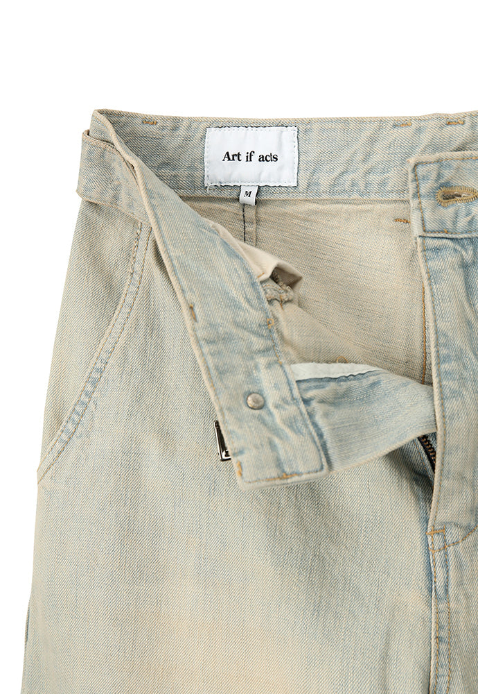 Art if acts - Belted Wide Denim Pants (Bleached Indigo) product image 11 | TRAB K-Fashion Australia
