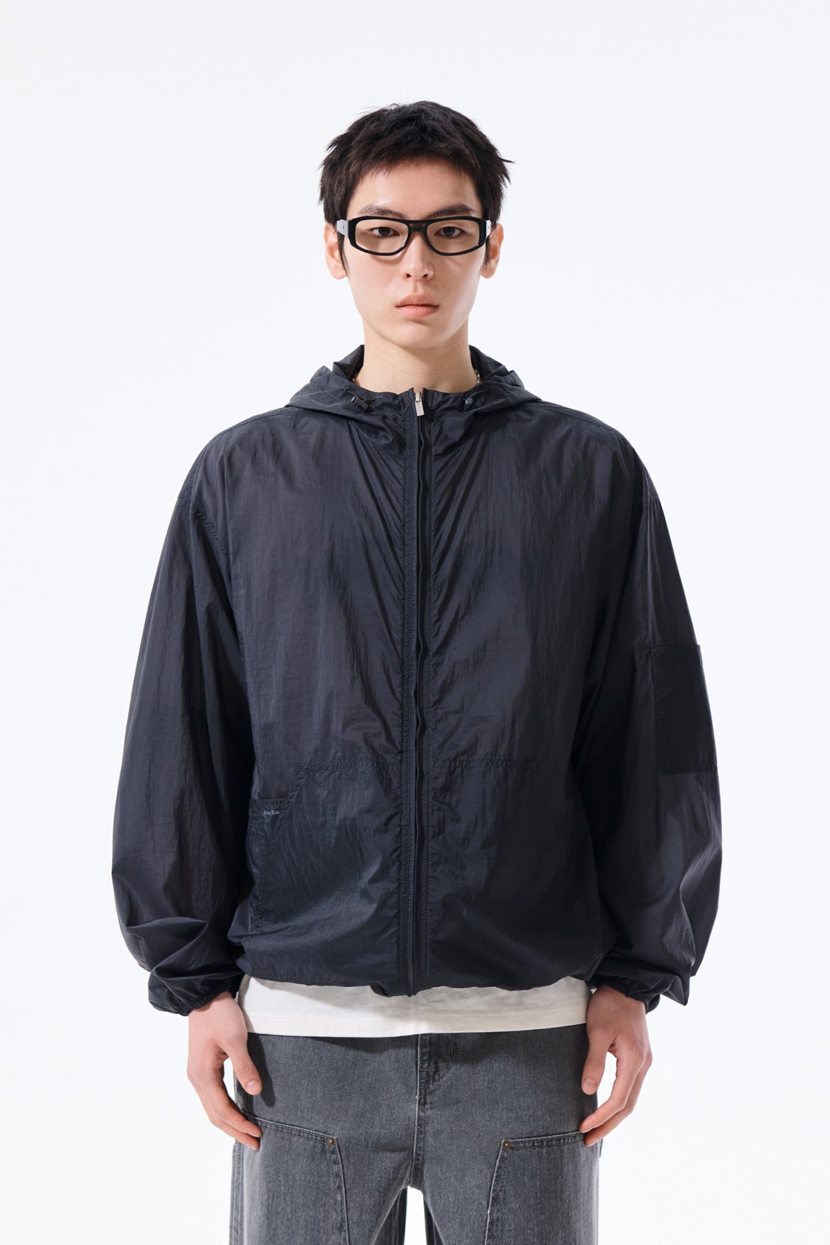 Matin Kim - Back Logo Hoody Windbreaker (Charcoal) product image 6 | TRAB K-Fashion Australia