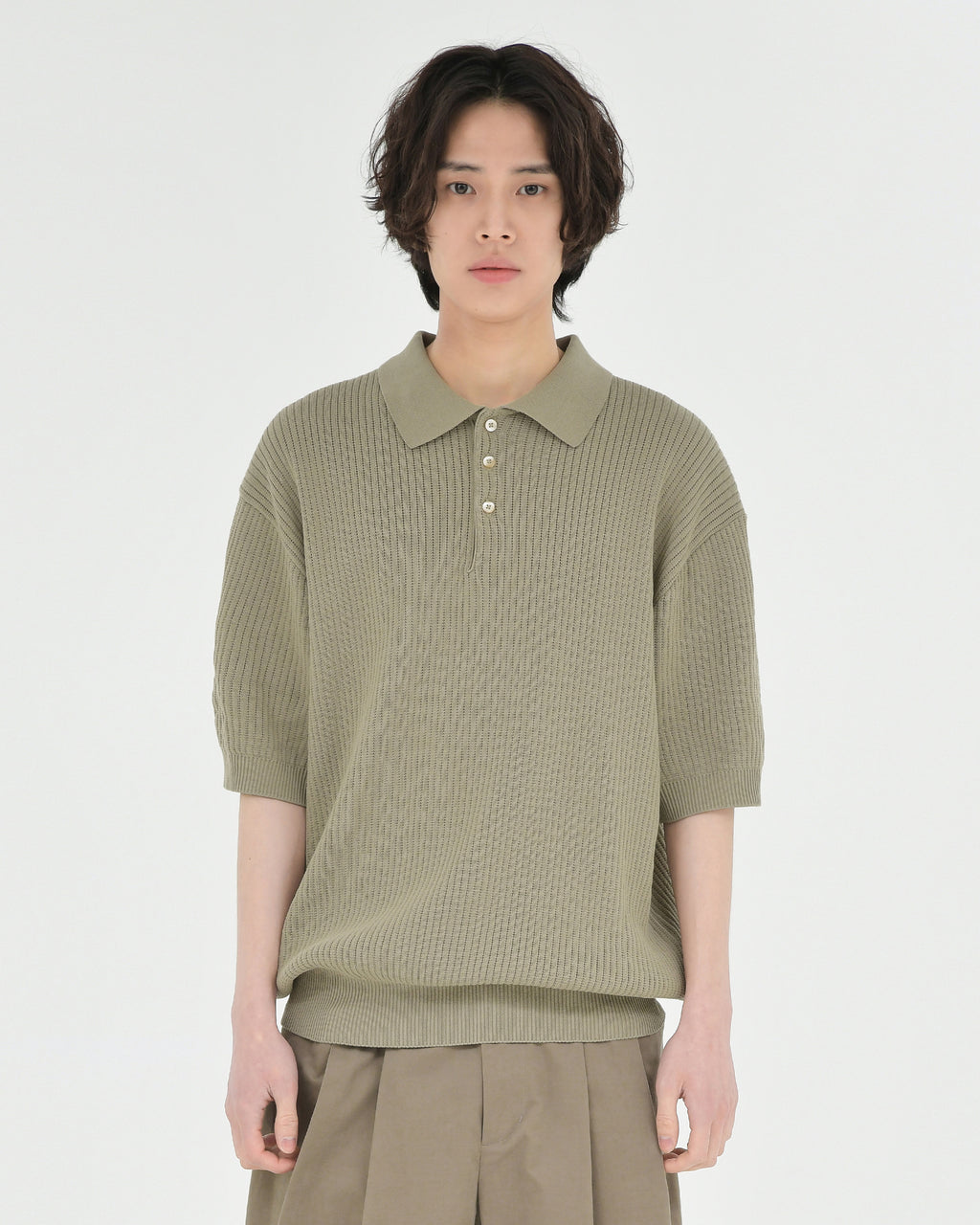 Brownyard - Knit Polo Shirt (Dark Beige) product image 1 | TRAB K-Fashion Australia
