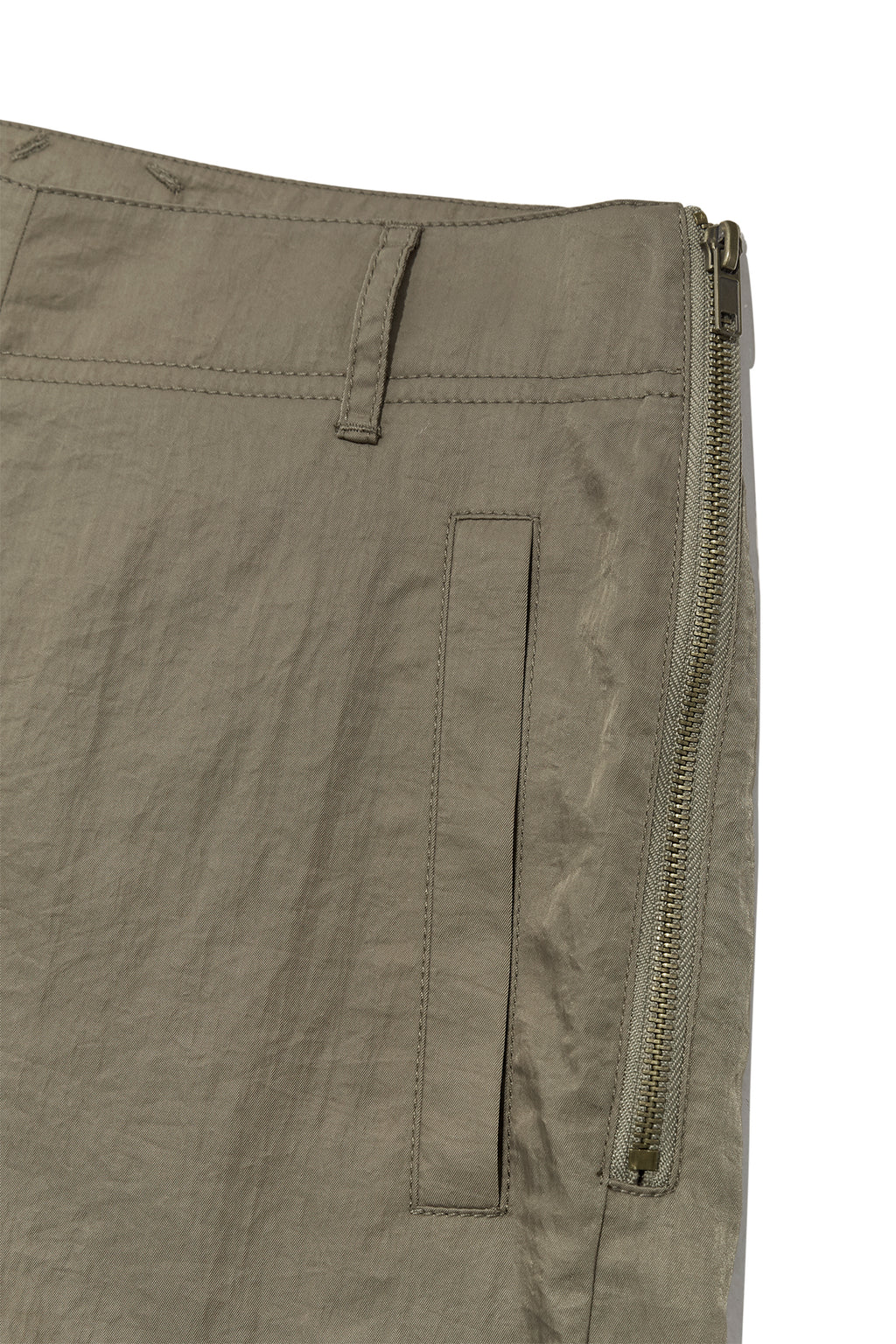 Matin Kim - Zipper Detail Nylon Pants (Khaki) product image 4 | TRAB K-Fashion Australia