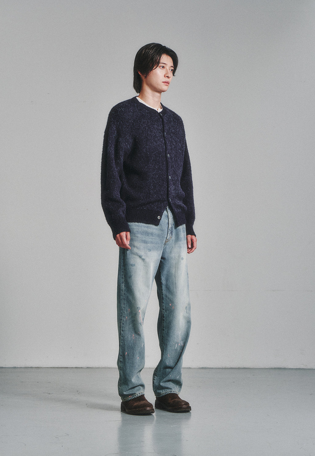 Art if acts - Alpaca Round Neck Cardigan (Dark Navy) product image 2 | TRAB K-Fashion Australia