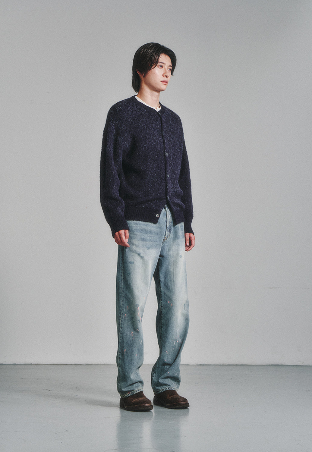 Art if acts - Alpaca Round Neck Cardigan (Dark Navy) product image 2 | TRAB K-Fashion Australia
