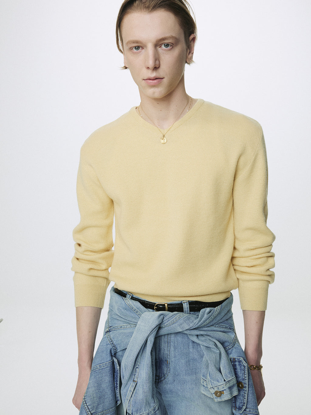 Tonywack - Super Fine Wool Commando V-Neck Knit (Pale Yellow) product image 7 | TRAB K-Fashion Australia