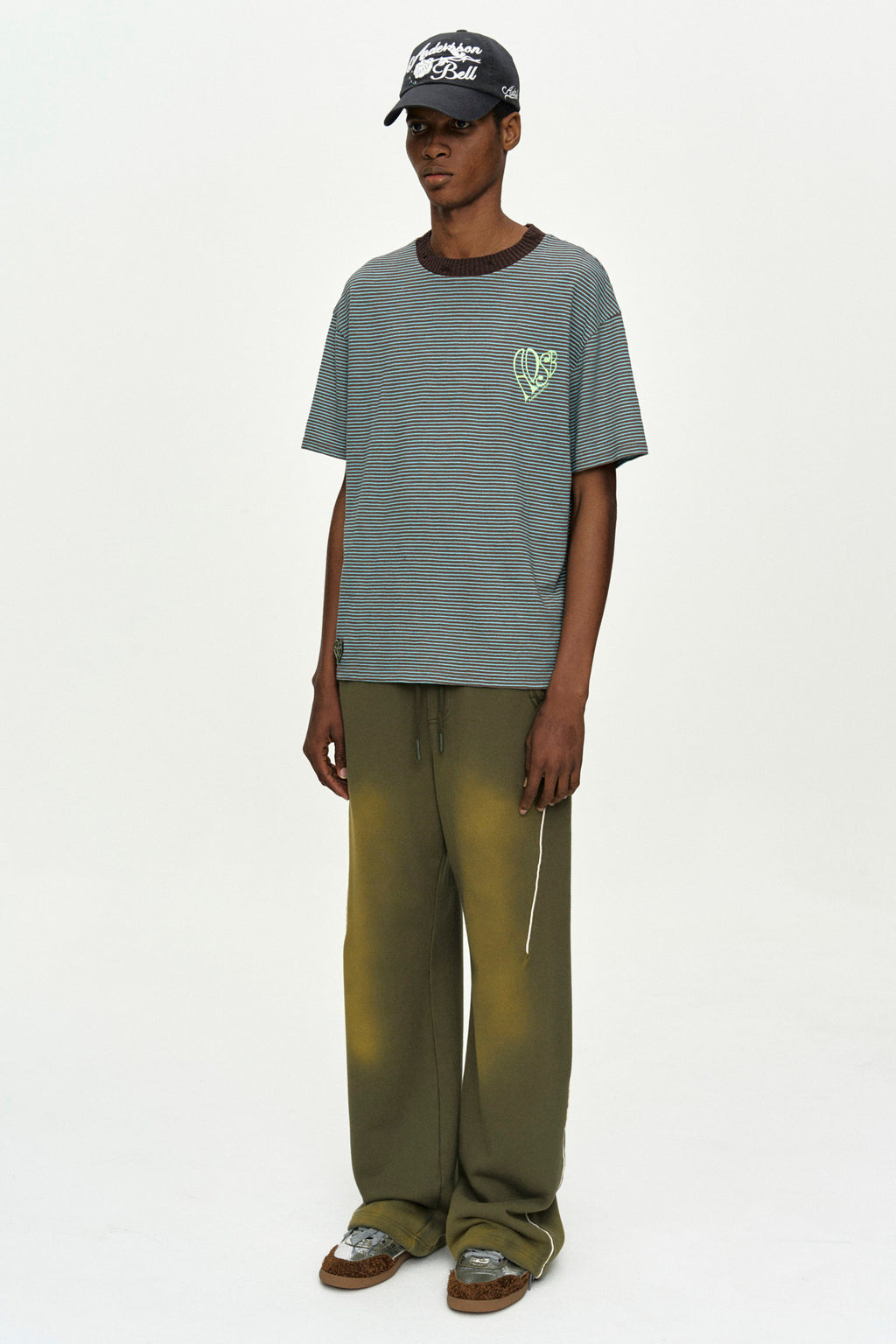 Andersson Bell - (essential) Heart Logo Stripe T-Shirt (Choco/Mint) product image 3 | TRAB K-Fashion Australia