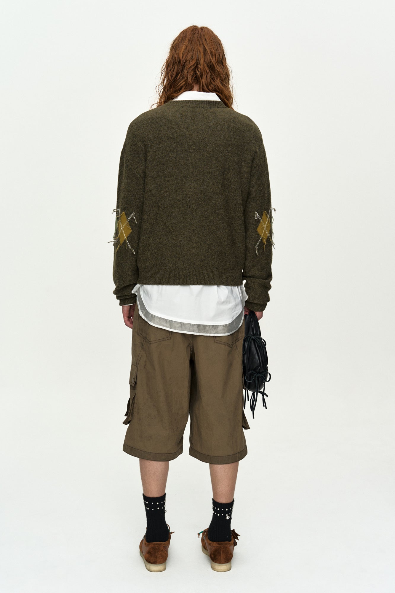 Andersson Bell - Tom Argyle Crew-Neck Sweater (Khaki) product image 2 | TRAB K-Fashion Australia