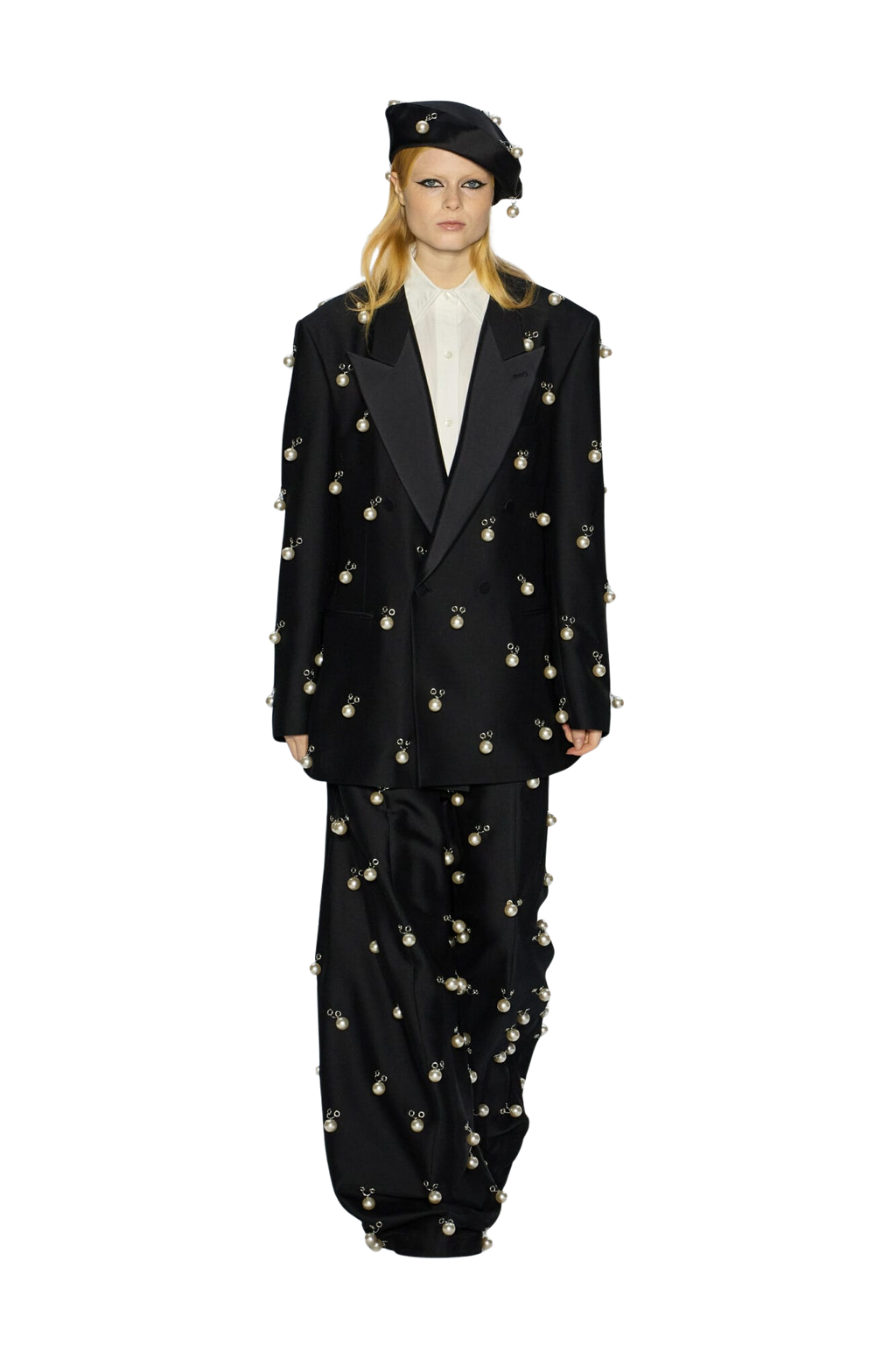 Kimhe Kim - Pearl Embellished Wool-Silk Balloon Trousers (Black) product image 1 | TRAB K-Fashion Australia