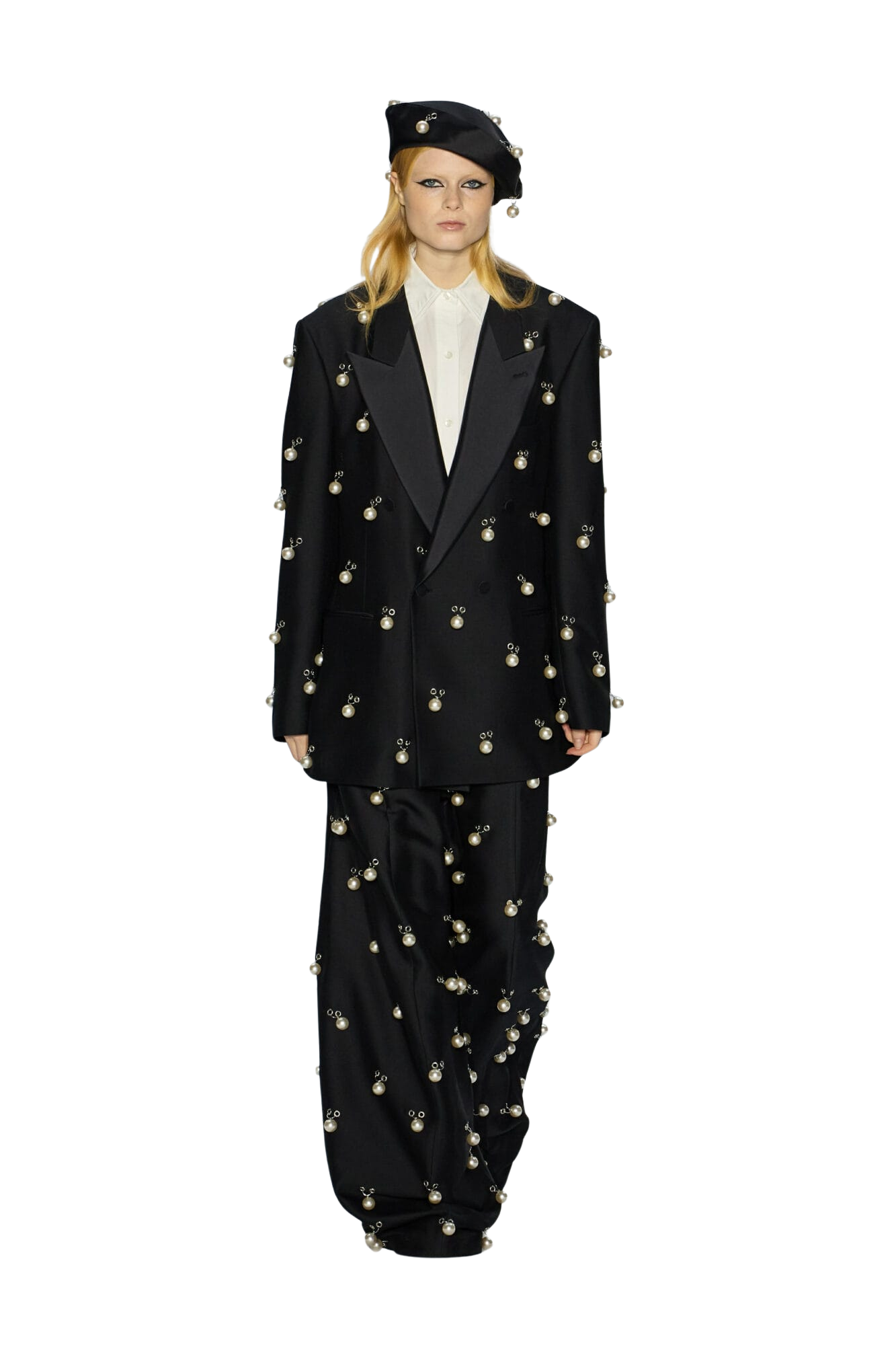 Kimhe Kim - Pearl Embellished Wool-Silk Balloon Trousers (Black) product image 1 | TRAB K-Fashion Australia