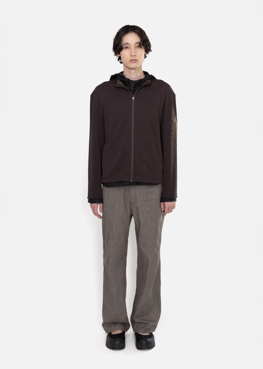Amomento - Pocket Zip Up Jumper (Brown) product image 2 | TRAB K-Fashion Australia