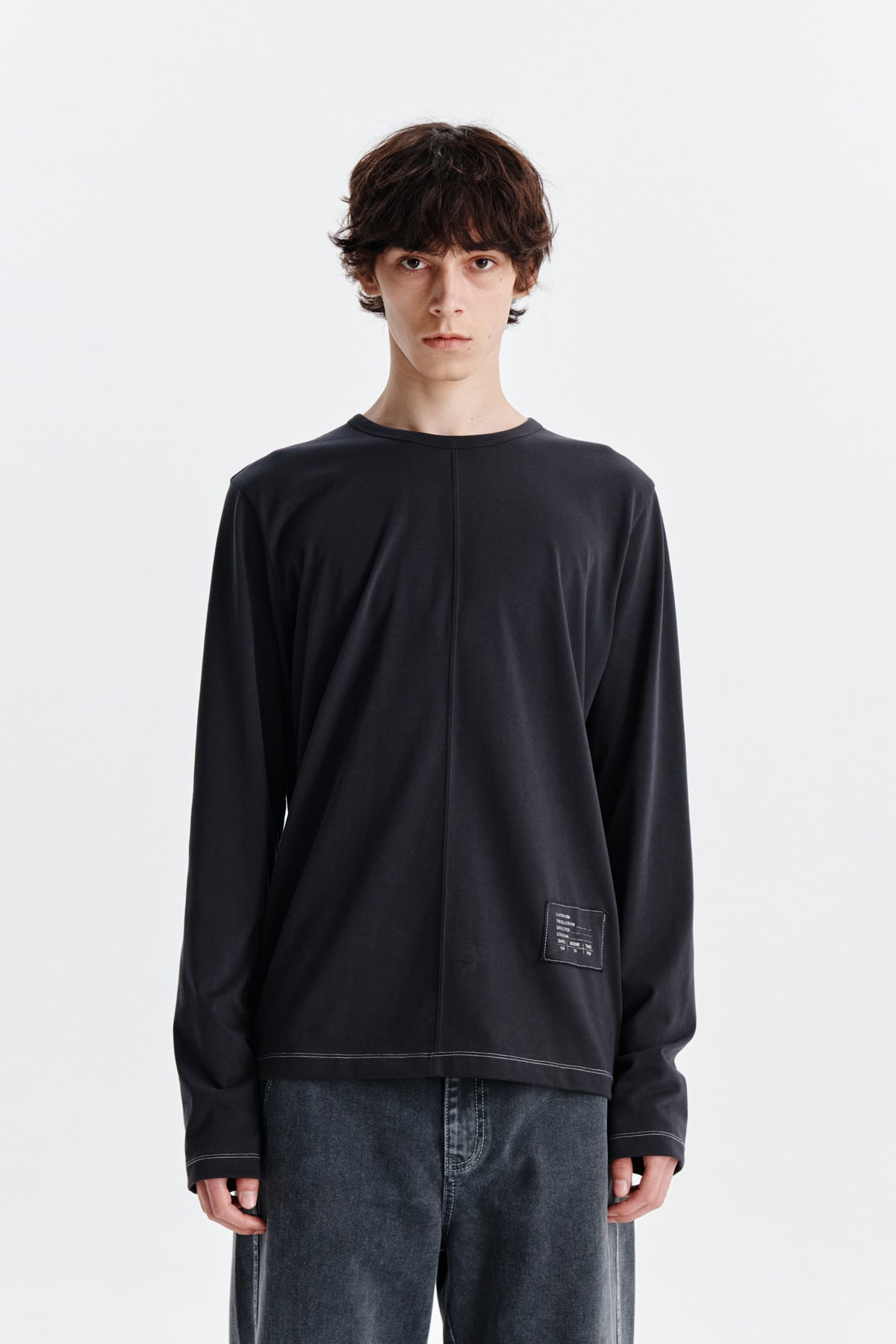 Matin Kim - Patch Graphic Point Long Sleeve Top (Charcoal) product image 5 | TRAB K-Fashion Australia