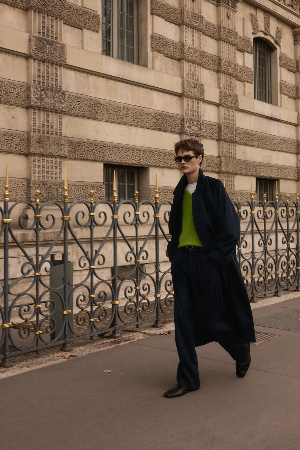 STU - Curved Double Line Mac Coat In Cashmere (Navy) product image 2 | TRAB K-Fashion Australia