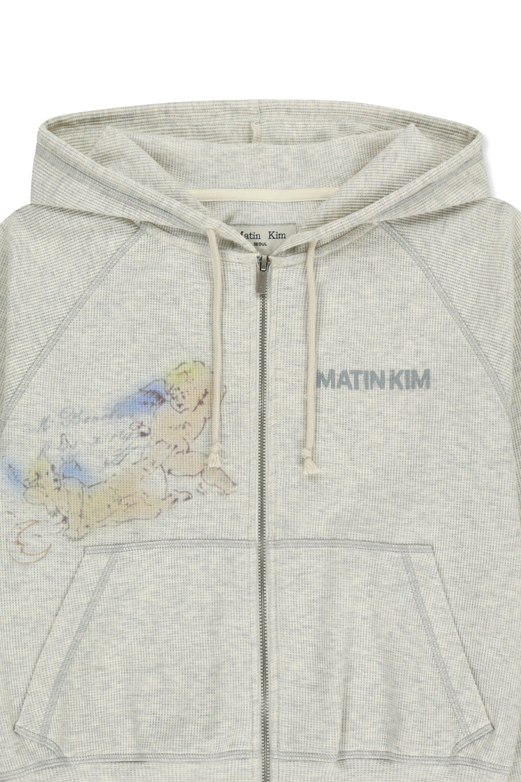 Matin Kim - Sketch Graffiti Waffle Hoody Zip Up (Light Beige) product image 4 | TRAB K-Fashion Australia