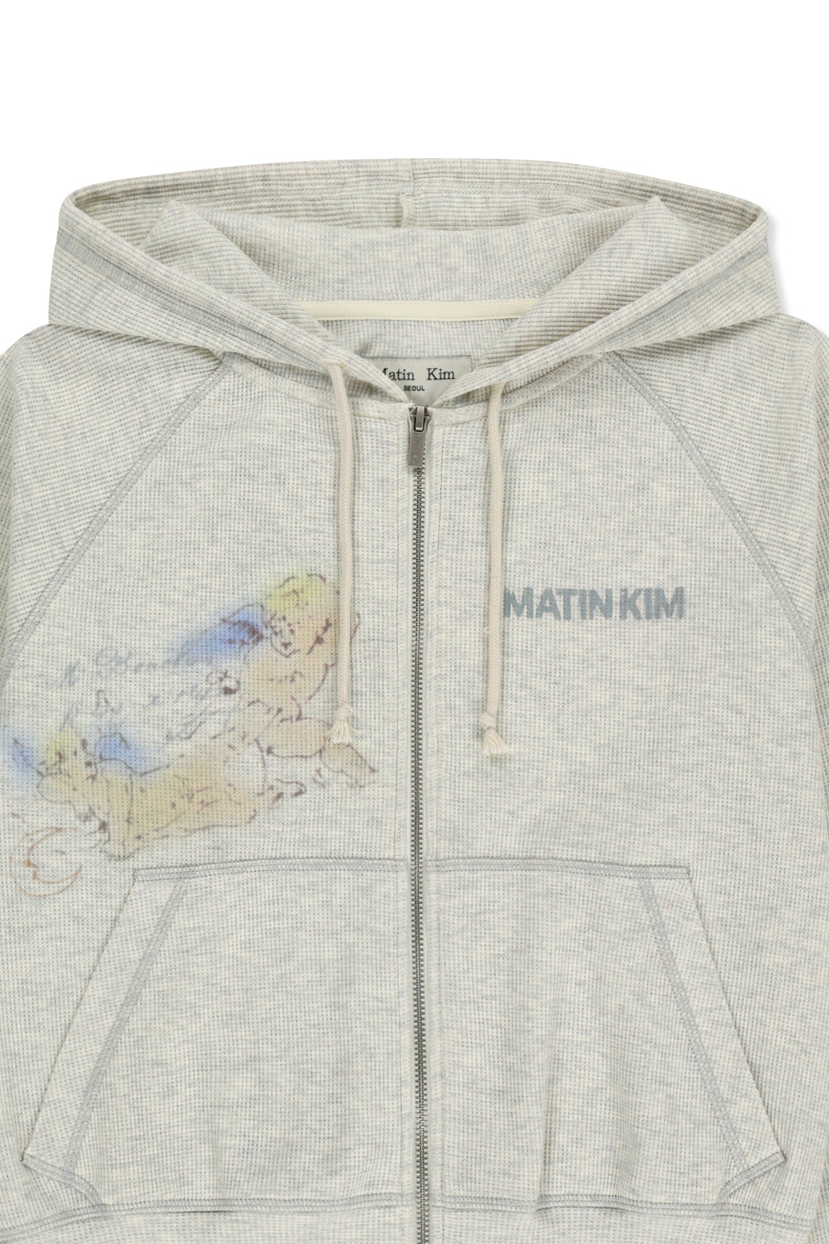 Matin Kim - Sketch Graffiti Waffle Hoody Zip Up (Light Beige) product image 4 | TRAB K-Fashion Australia
