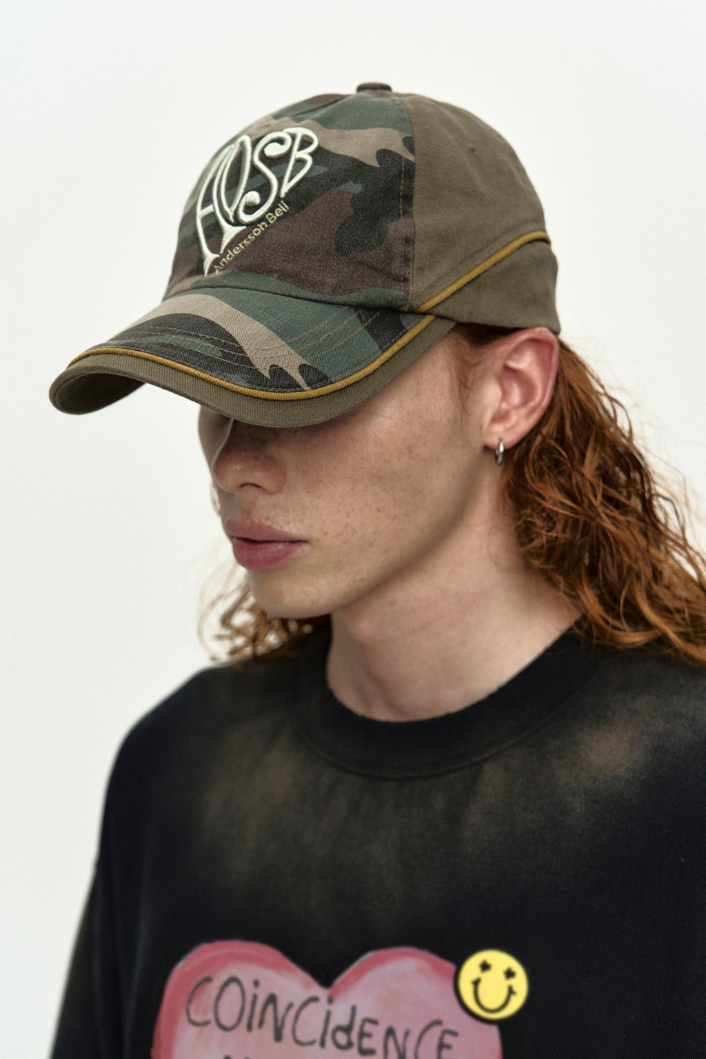 Andersson Bell - (essential) Unisex Heart Logo Embroidery Layered Cap (Khaki) product image 2 | TRAB K-Fashion Australia