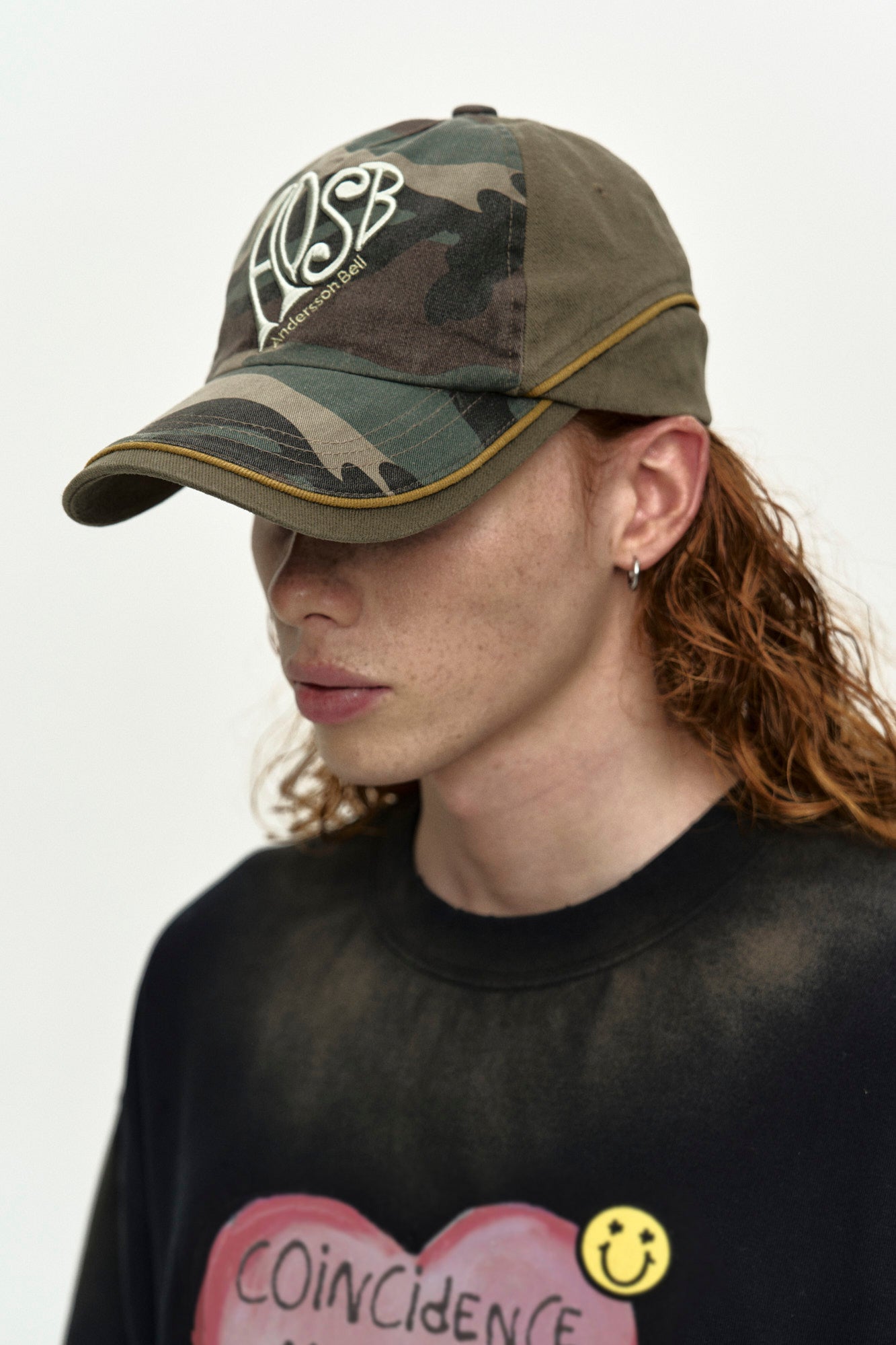 Andersson Bell - (essential) Unisex Heart Logo Embroidery Layered Cap (Khaki) product image 2 | TRAB K-Fashion Australia