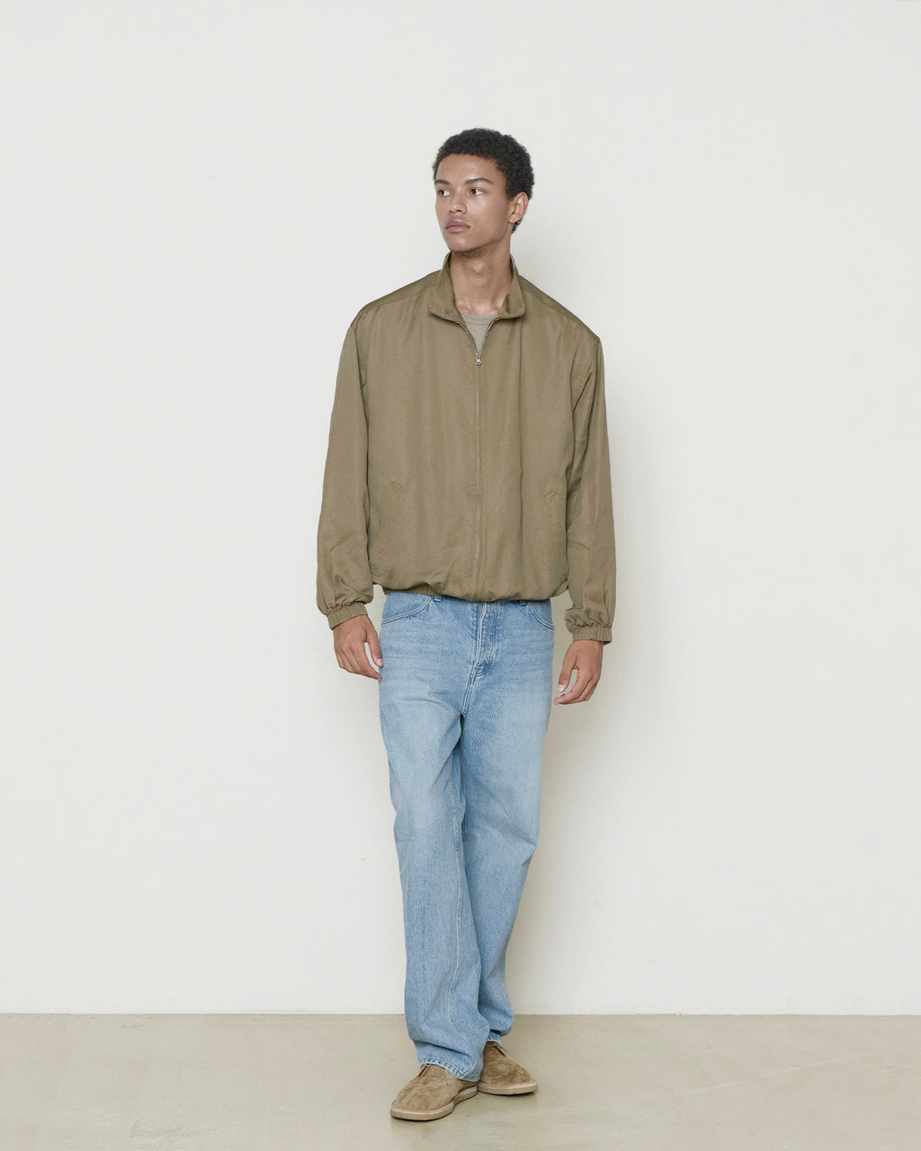 Brownyard - Washed Cupro Stand Collar Blouson (Dark Beige) product image 1 | TRAB K-Fashion Australia
