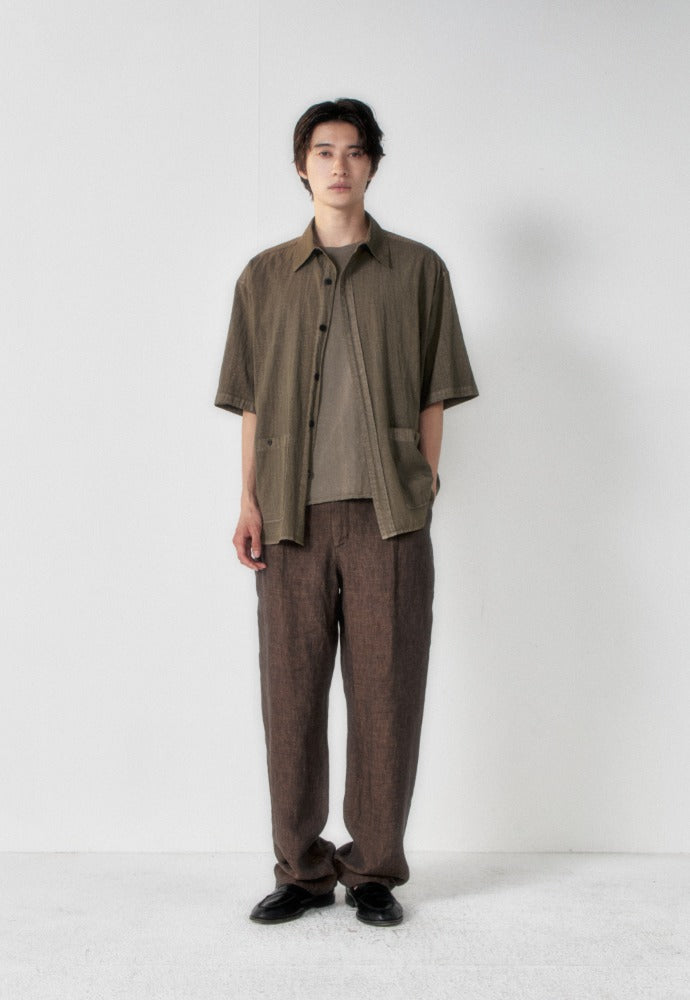 Art if acts - Garment Dyed Two Pocket Half Shirt (Moss Brown) product image 1 | TRAB K-Fashion Australia