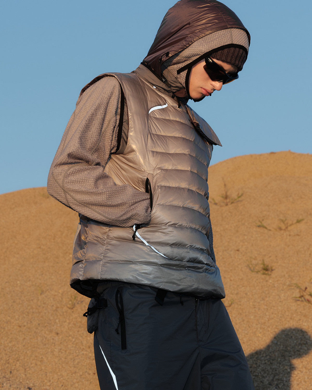 Eastlogue - Asymmetric Bullet Proof Down Vest (Silver) product image 3 | TRAB K-Fashion Australia