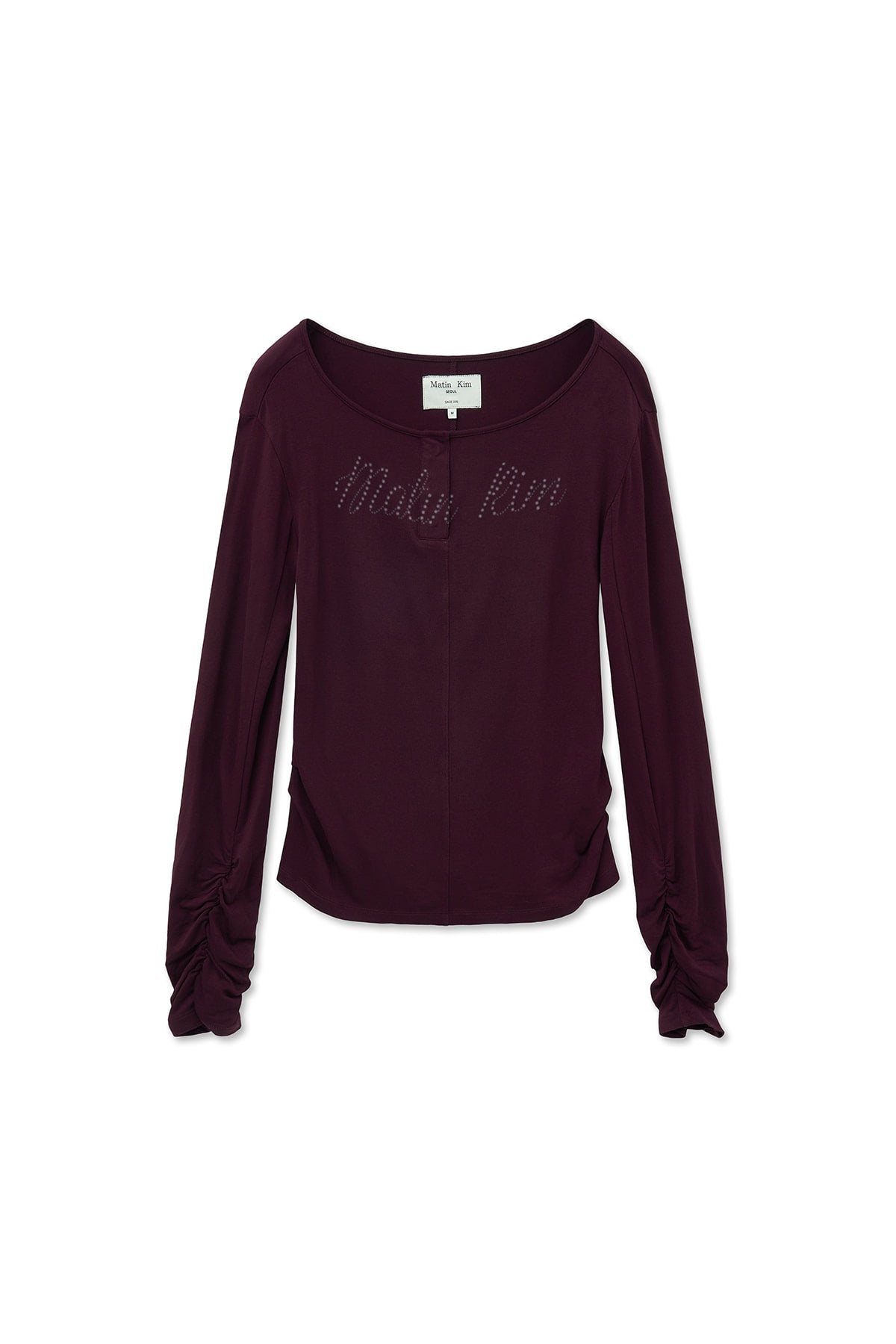 Matin Kim - Henly Neck Shirring Top (Burgundy) product image 1 | TRAB K-Fashion Australia