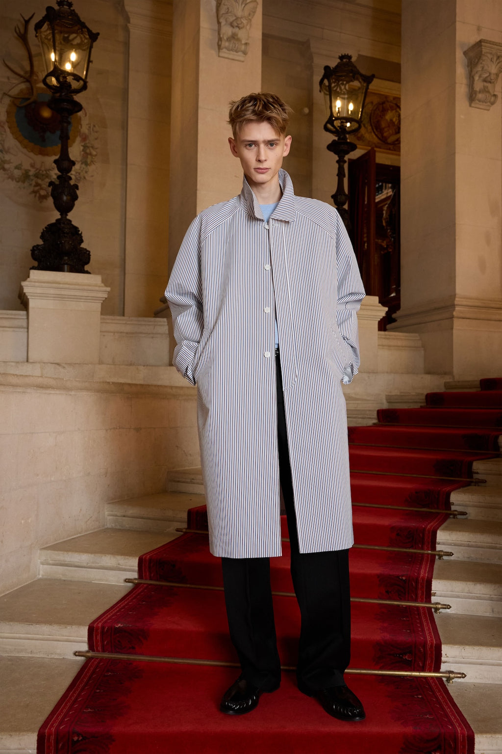 STU - Raglan Stripe Poplin Coat (White) product image 13 | TRAB K-Fashion Australia