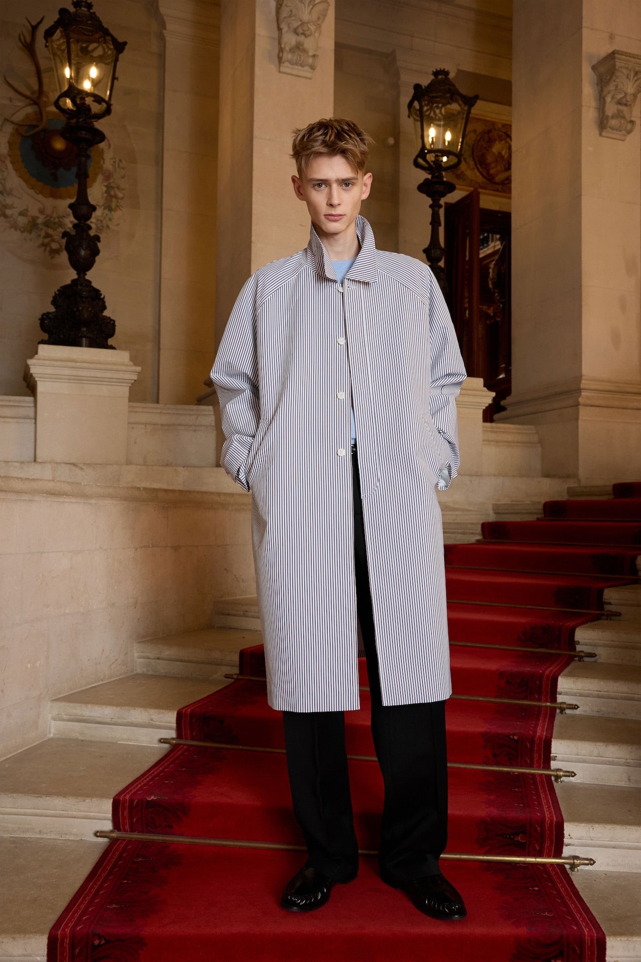 STU - Raglan Stripe Poplin Coat (White) product image 13 | TRAB K-Fashion Australia