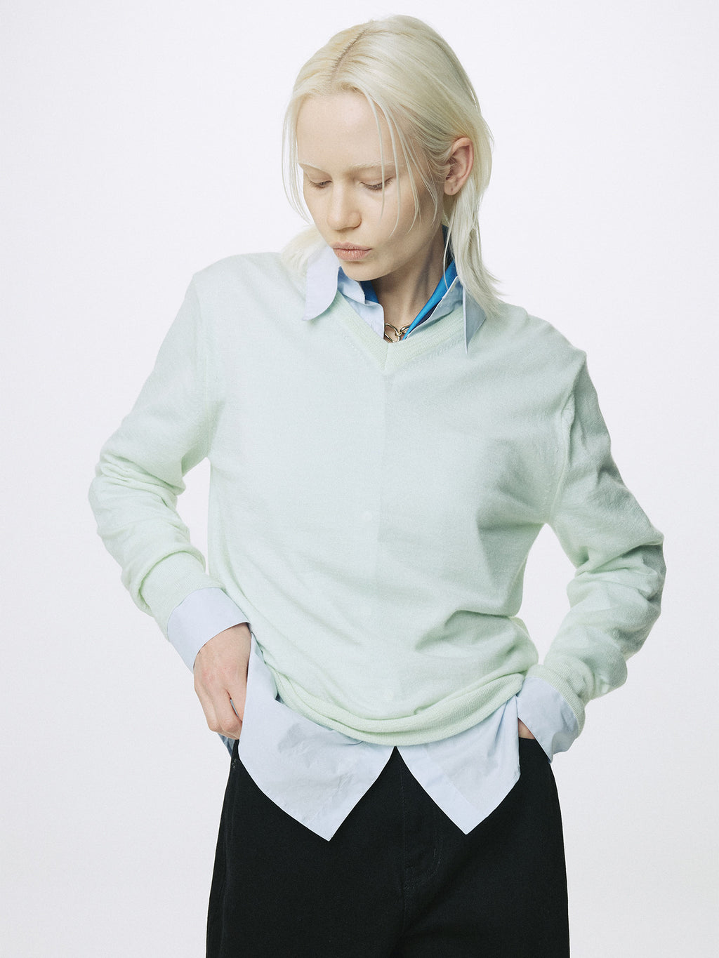 Tonywack - Airy Cashmere V-Neck (Mint) product image 7 | TRAB K-Fashion Australia
