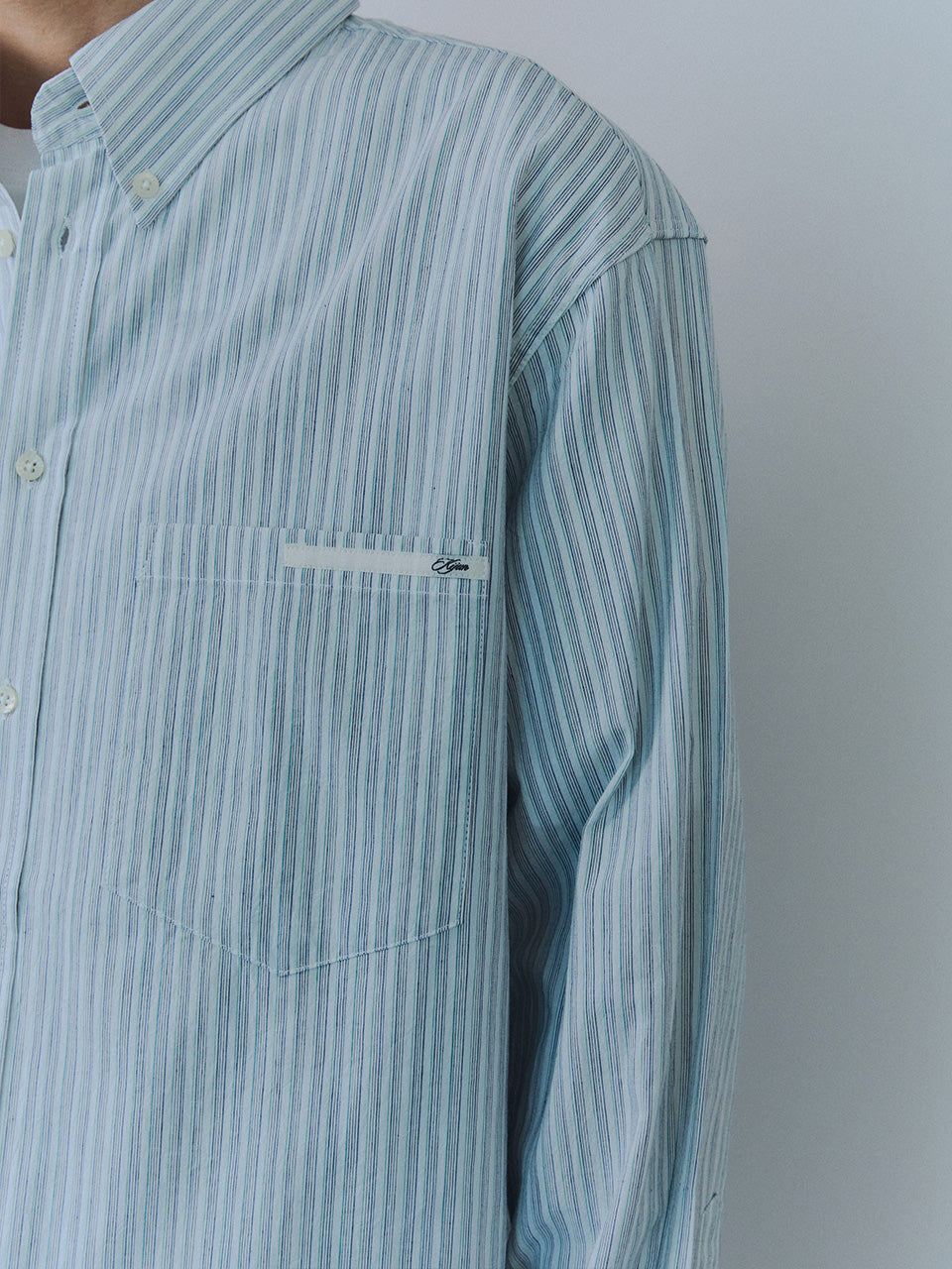 Kijun - Natural Stripe Button Down Shirt (Blue) product image 4 | TRAB K-Fashion Australia