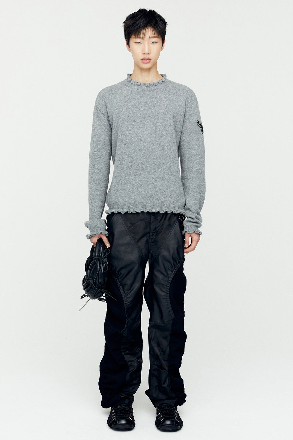 Andersson Bell - Flower Rib Crew-Neck Sweater (Black) product image 7 | TRAB K-Fashion Australia