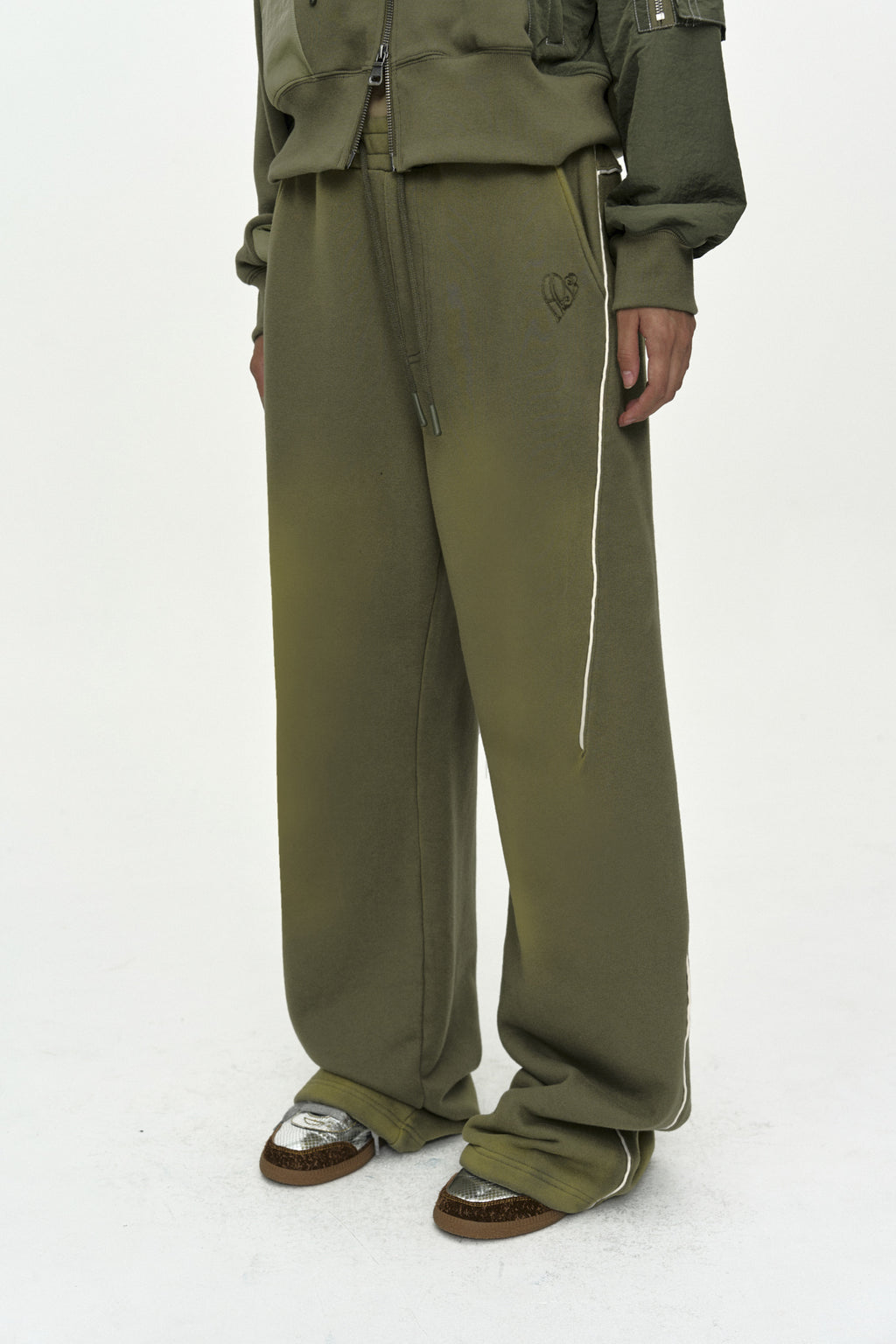 Andersson Bell - Unisex Piping Line Dyed Sweat Pants (Khaki) product image 6 | TRAB K-Fashion Australia