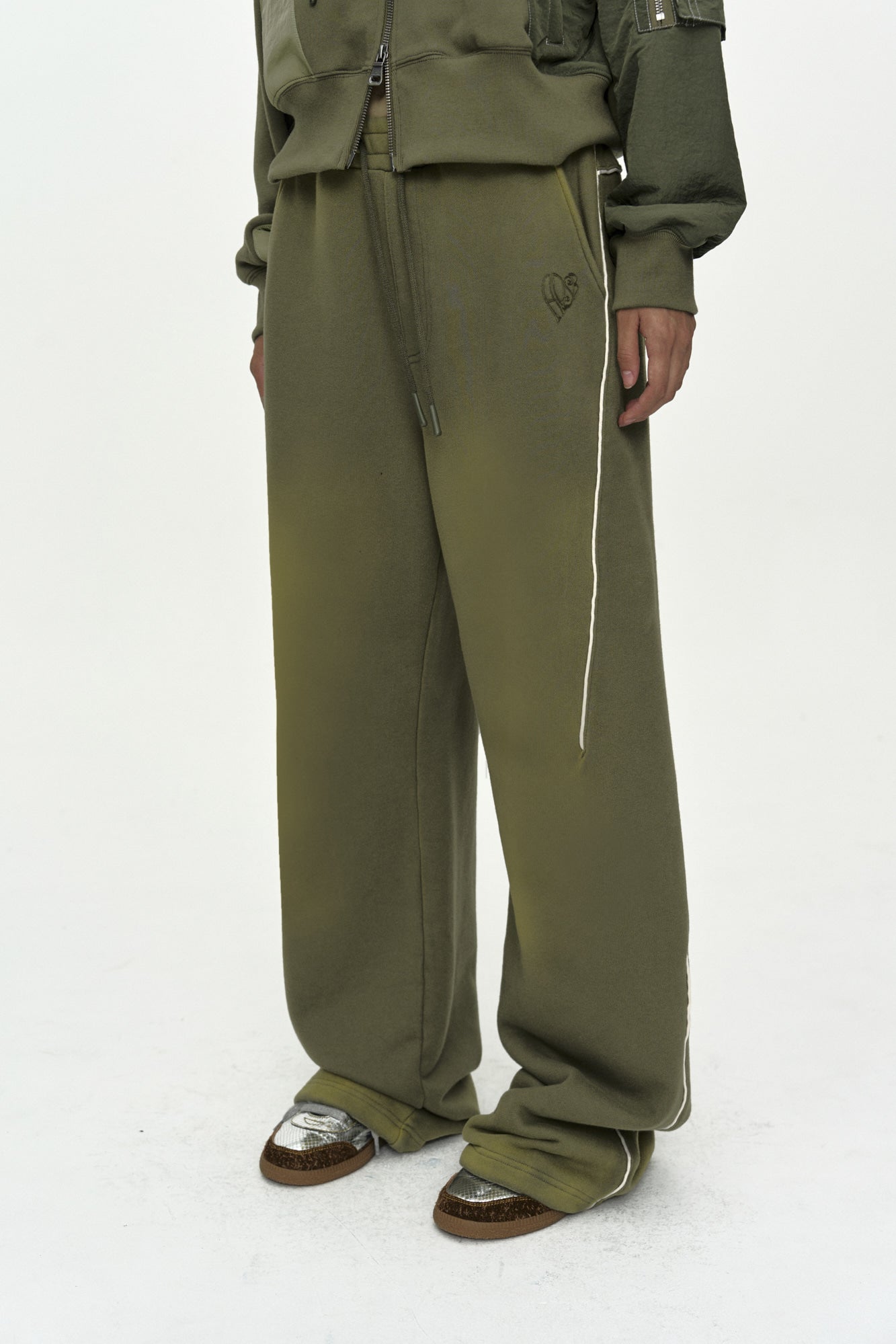 Andersson Bell - Unisex Piping Line Dyed Sweat Pants (Khaki) product image 6 | TRAB K-Fashion Australia