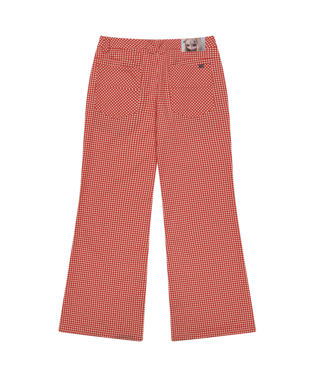 Coyseio - Coyseio X Blythe Check Boot Cut Pants (Red) product image 7 | TRAB K-Fashion Australia