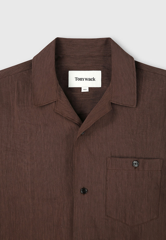 Tonywack - Cozy Linen Viscose Cuban-Collar Shirt (Penny Brown) product image 9 | TRAB K-Fashion Australia