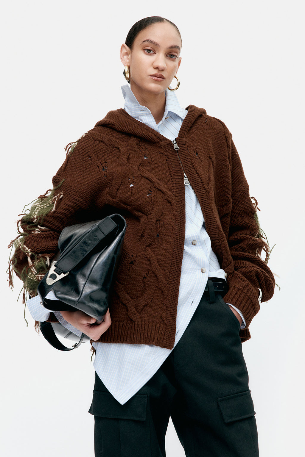 Andersson Bell - Unisex Argyle Fisherman Hood Zip-Up (Brown) product image 9 | TRAB K-Fashion Australia