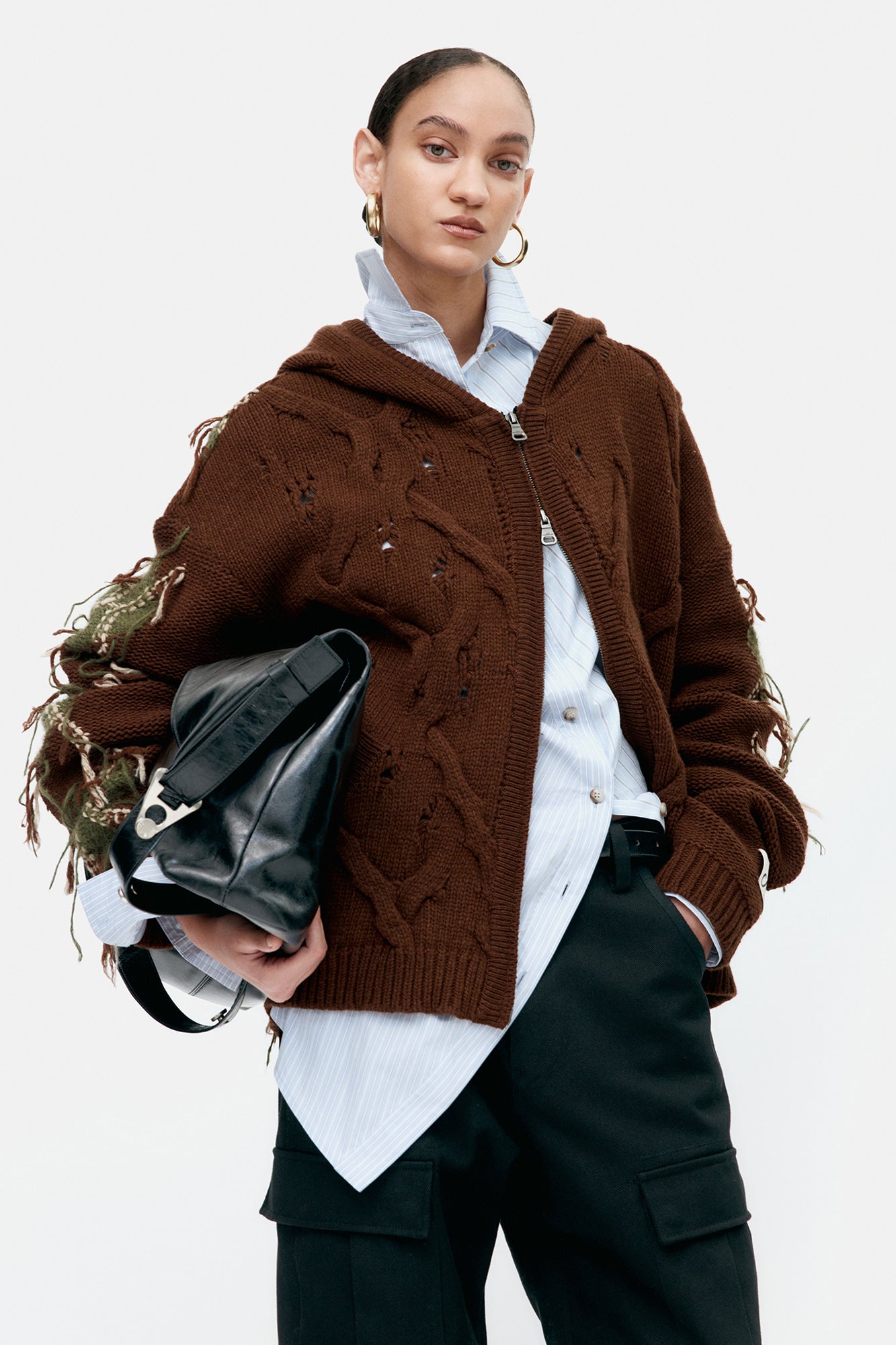 Andersson Bell - Unisex Argyle Fisherman Hood Zip-Up (Brown) product image 9 | TRAB K-Fashion Australia