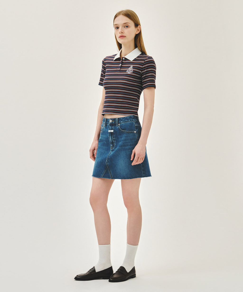 Marithe & Francois Girbaud - Raw Edge Denim Mini Skirt (Blue) product image 4 | TRAB K-Fashion Australia