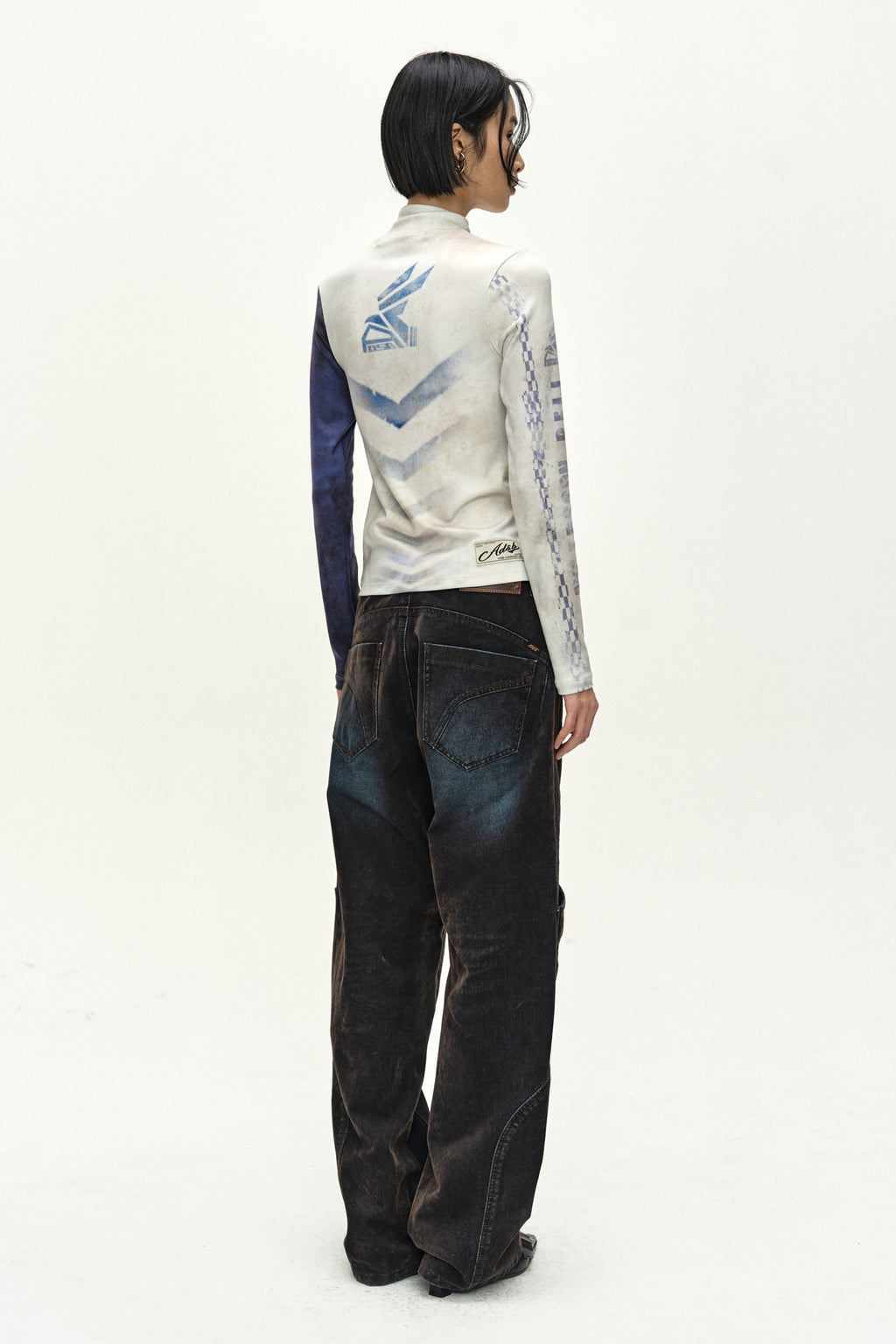 Andersson Bell - Racing Graphic Color-Block High-Neck Top (ivory/navy) (Ivory/Navy) product image 3 | TRAB K-Fashion Australia