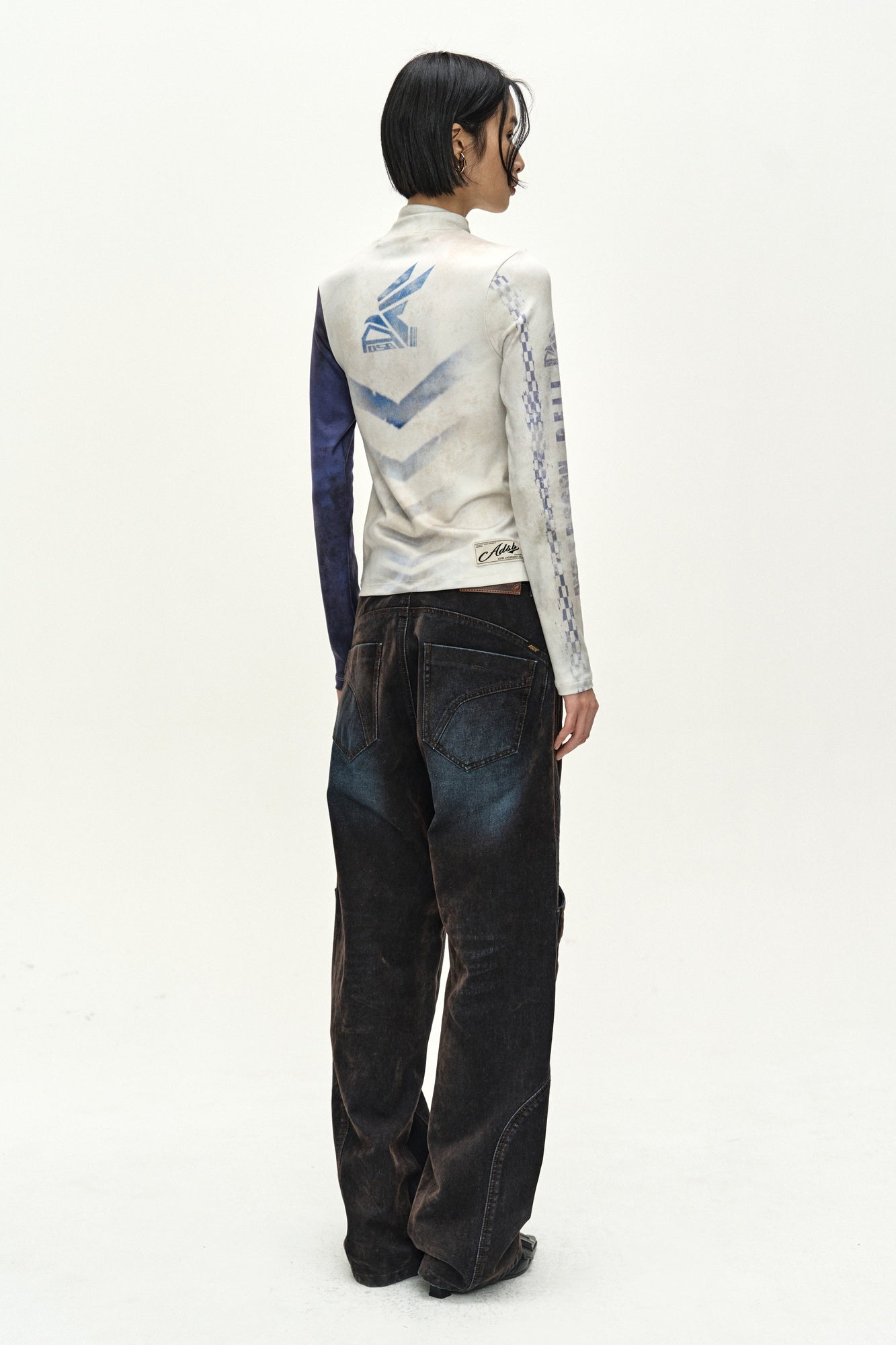 Andersson Bell - Racing Graphic Color-Block High-Neck Top (ivory/navy) (Ivory/Navy) product image 3 | TRAB K-Fashion Australia