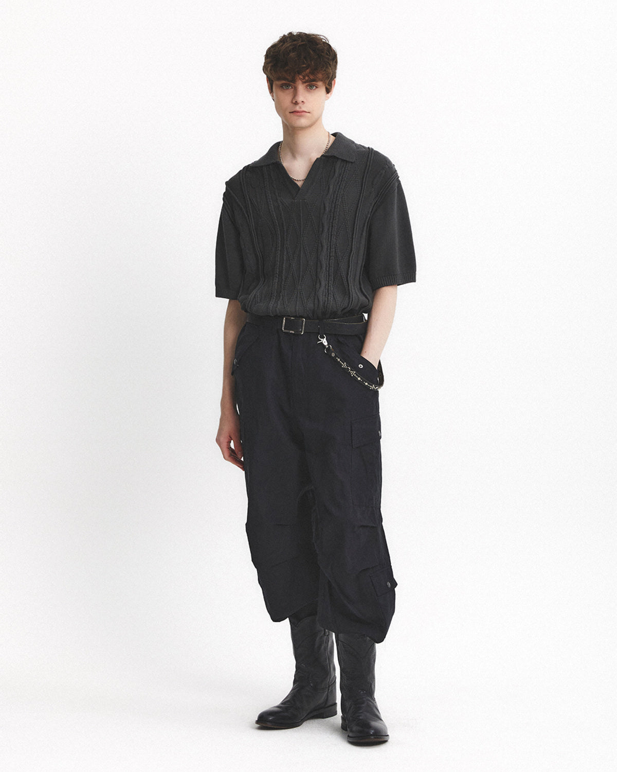 Eastlogue - Asymmetrical Cable Half Knit (Charcoal) product image 4 | TRAB K-Fashion Australia