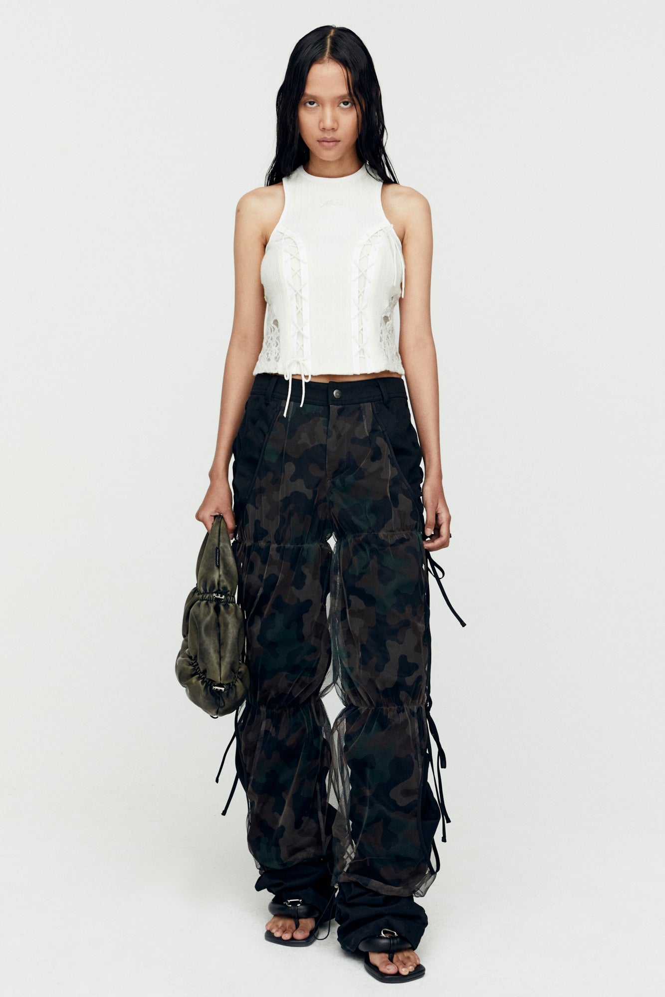 Andersson Bell - Lace-Up Sleeveless Top (Ivory) product image 2 | TRAB K-Fashion Australia