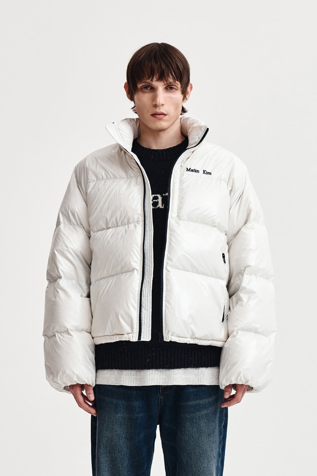Matin Kim - Small Logo Volume Down Jumper (Ivory) product image 10 | TRAB K-Fashion Australia