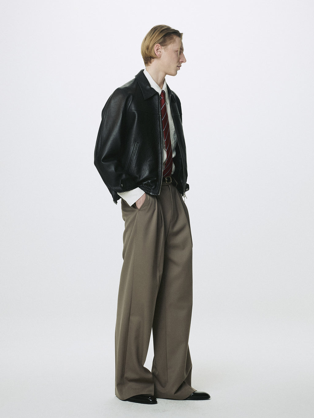 Tonywack - Wool Double Pleats Extra-Wide Trousers (Taupe) product image 7 | TRAB K-Fashion Australia